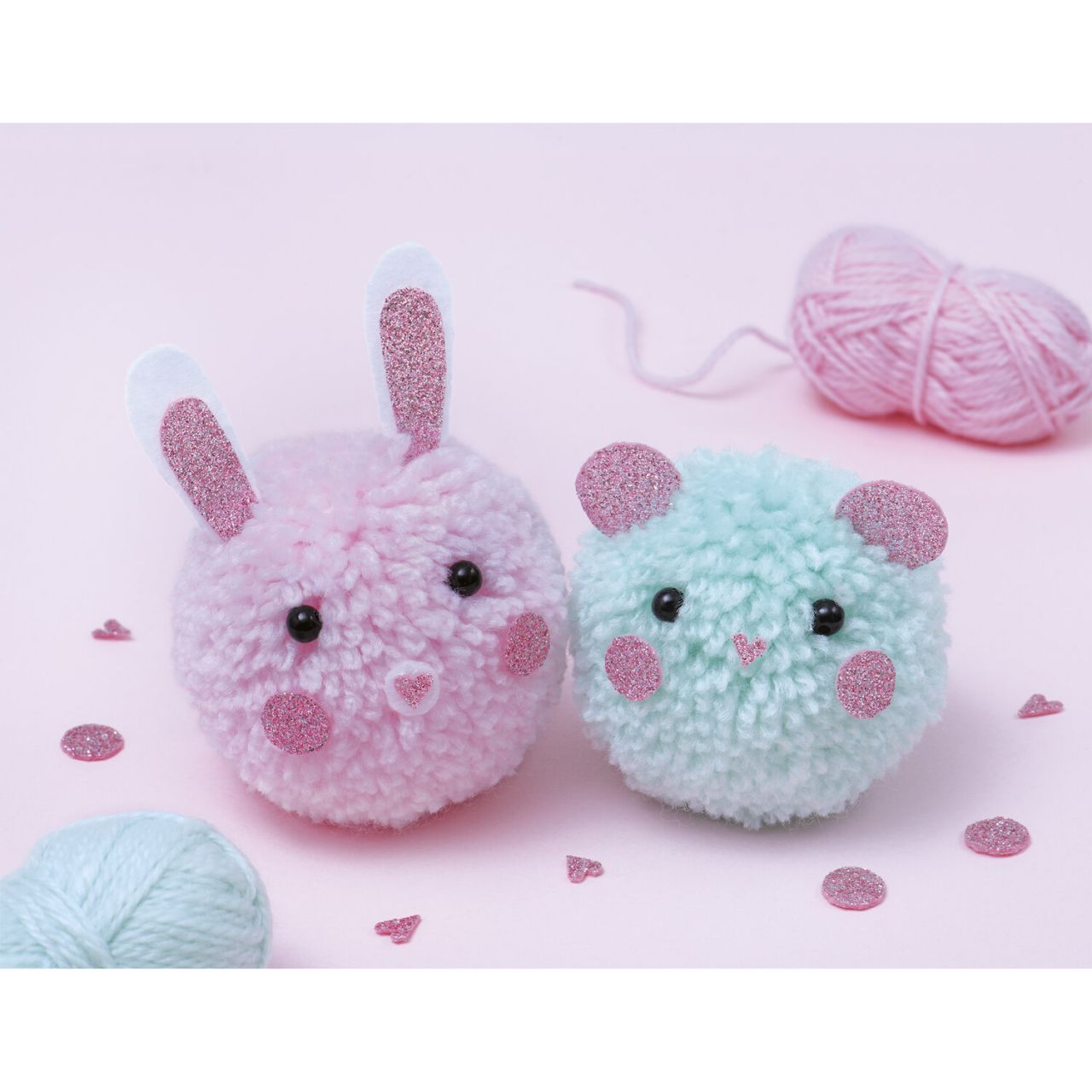 2 kleine pompondiertjes om te maken