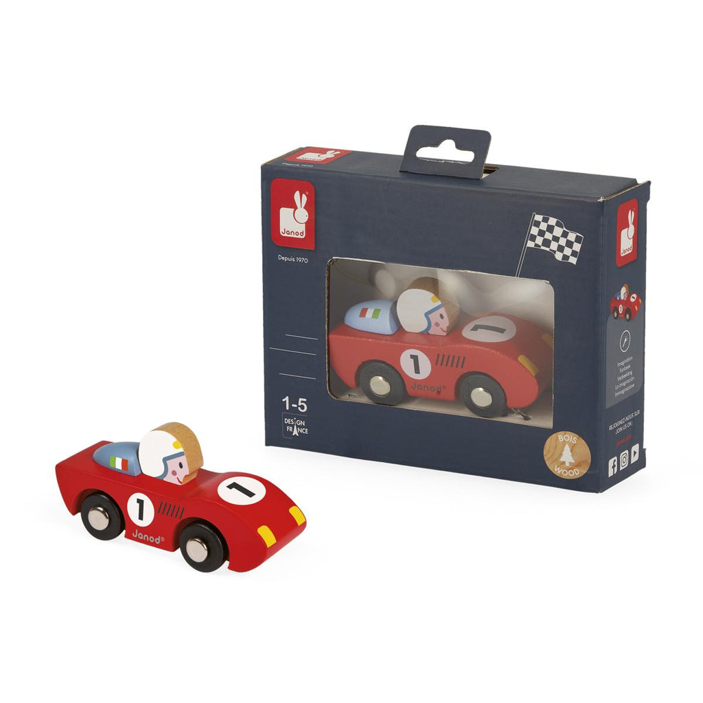 Houten raceauto rood