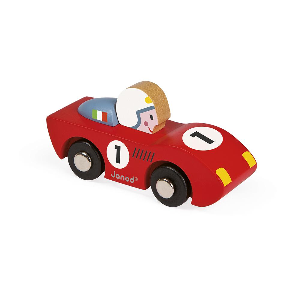 Houten raceauto rood