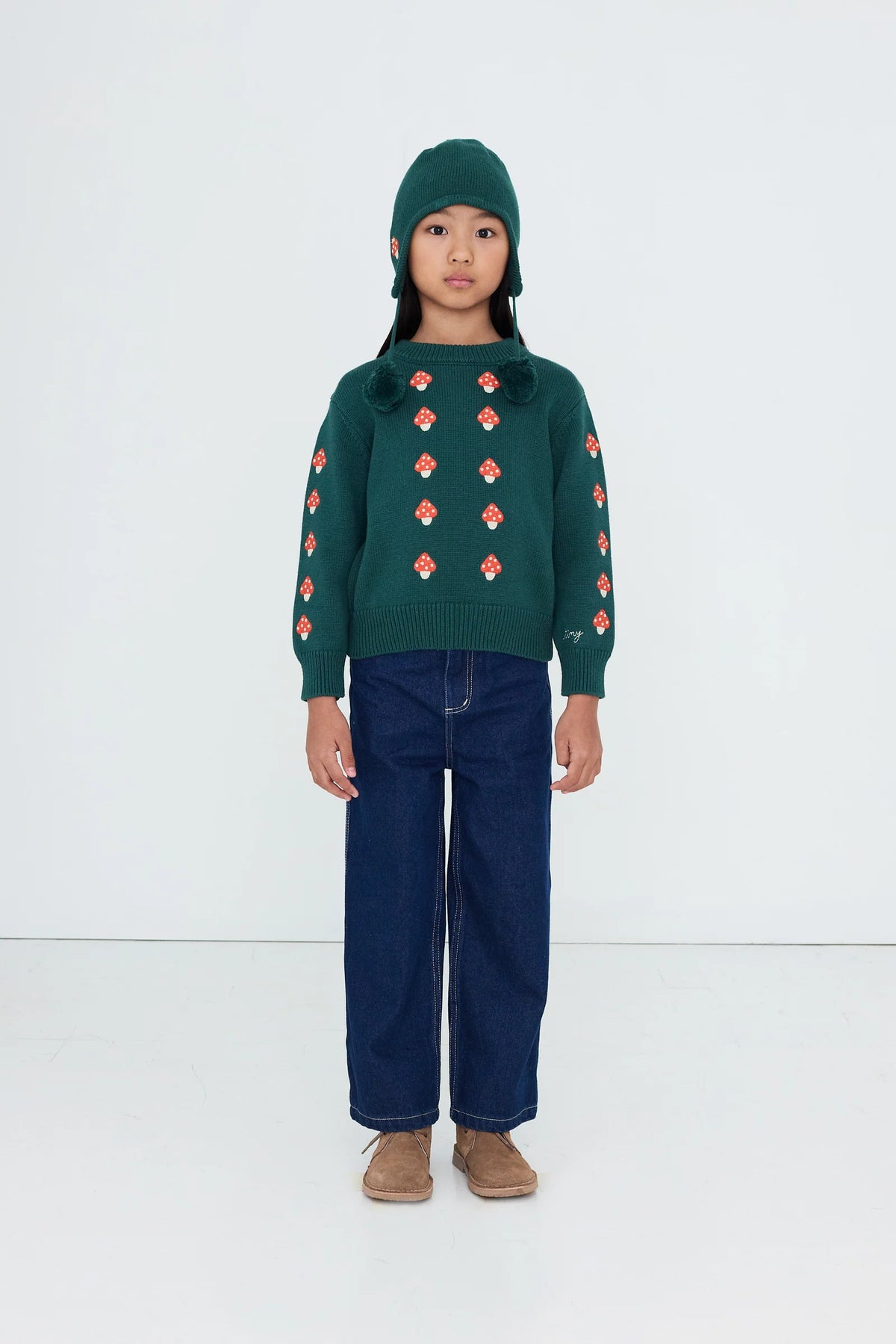 Tiny Cottons Mini Mushrooms Sweater - Dark Emerald