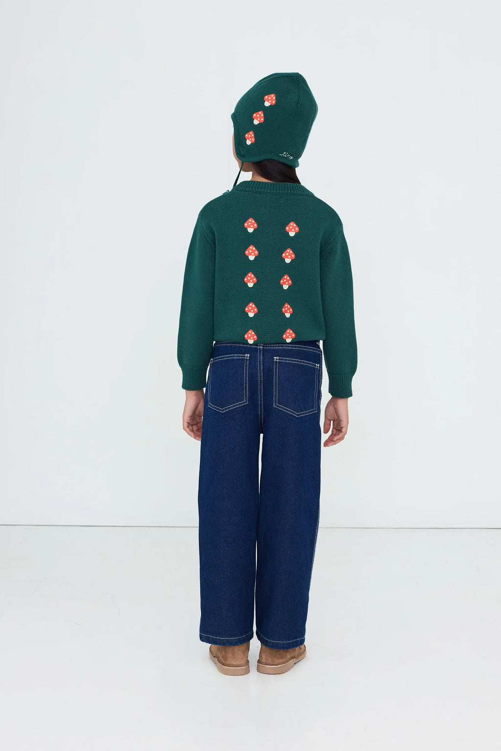 Tiny Cottons Mini Mushrooms Sweater - Dark Emerald