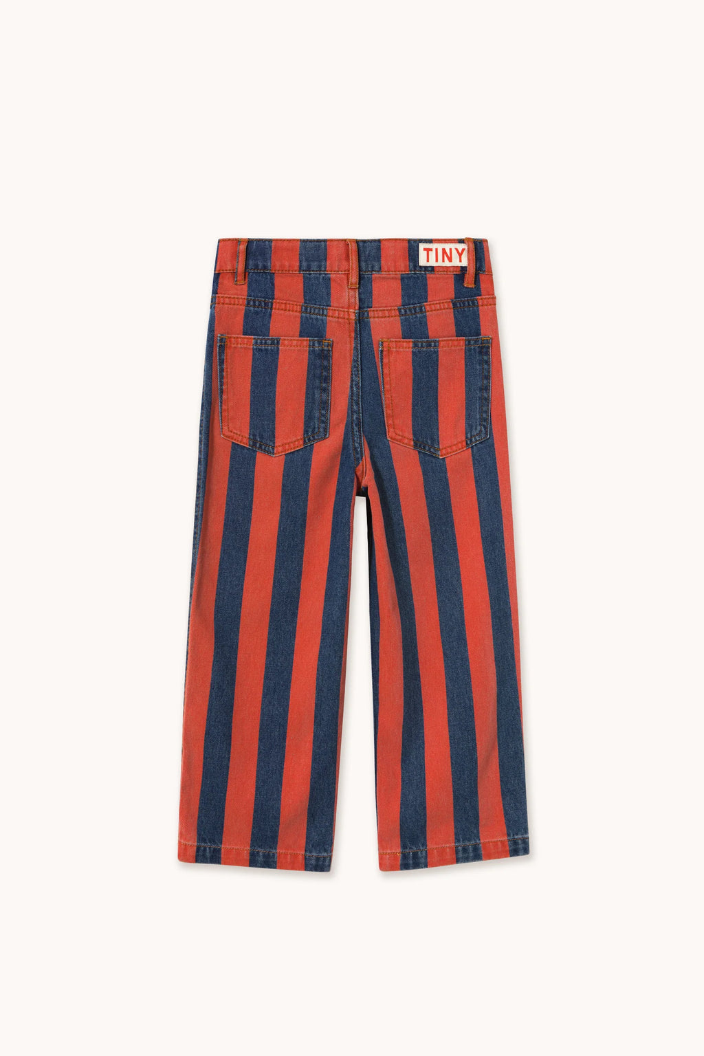 Tiny Cottons Red Stripes Straight Denim Pants - denim medium wash 1