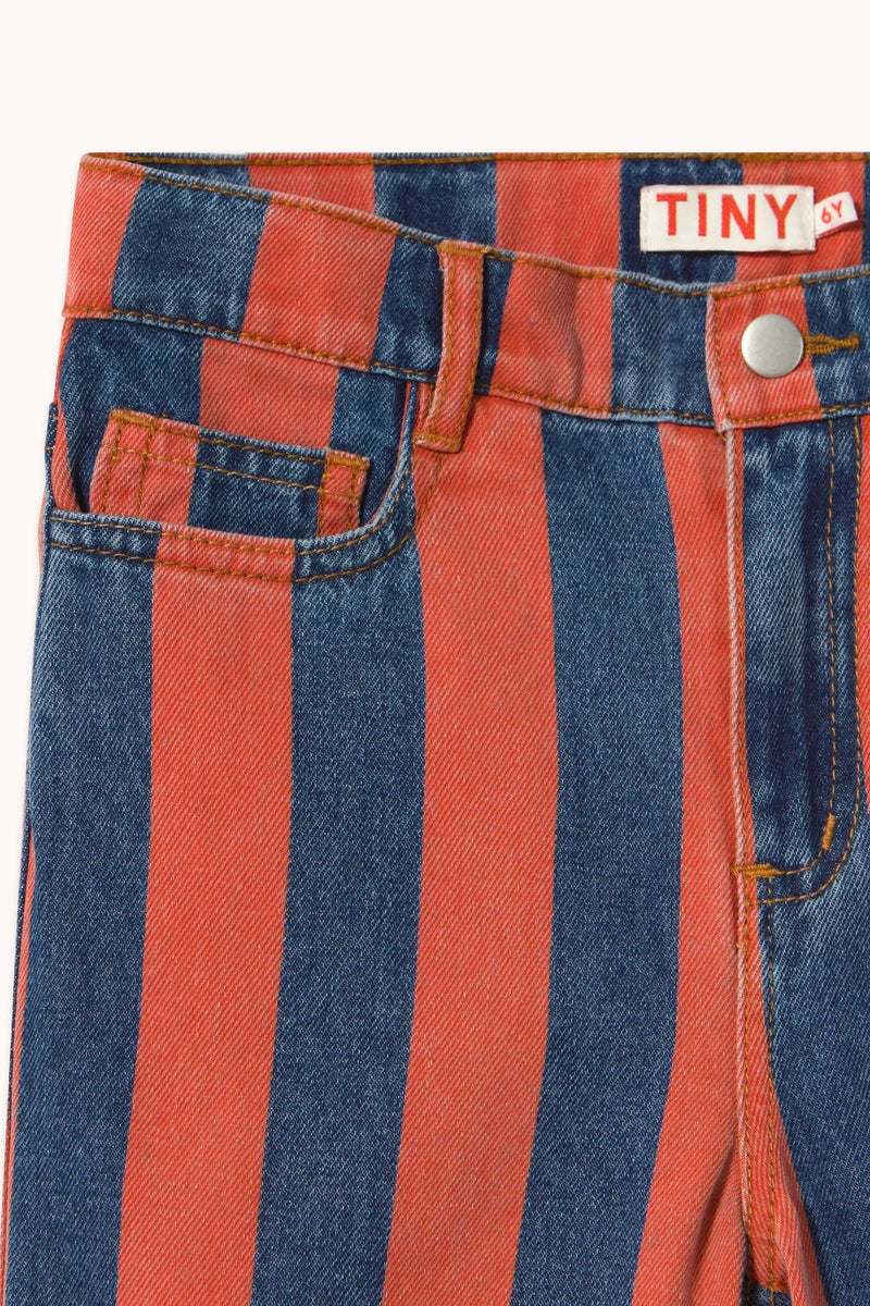 Tiny Cottons Red Stripes Straight Denim Pants - denim medium wash 1