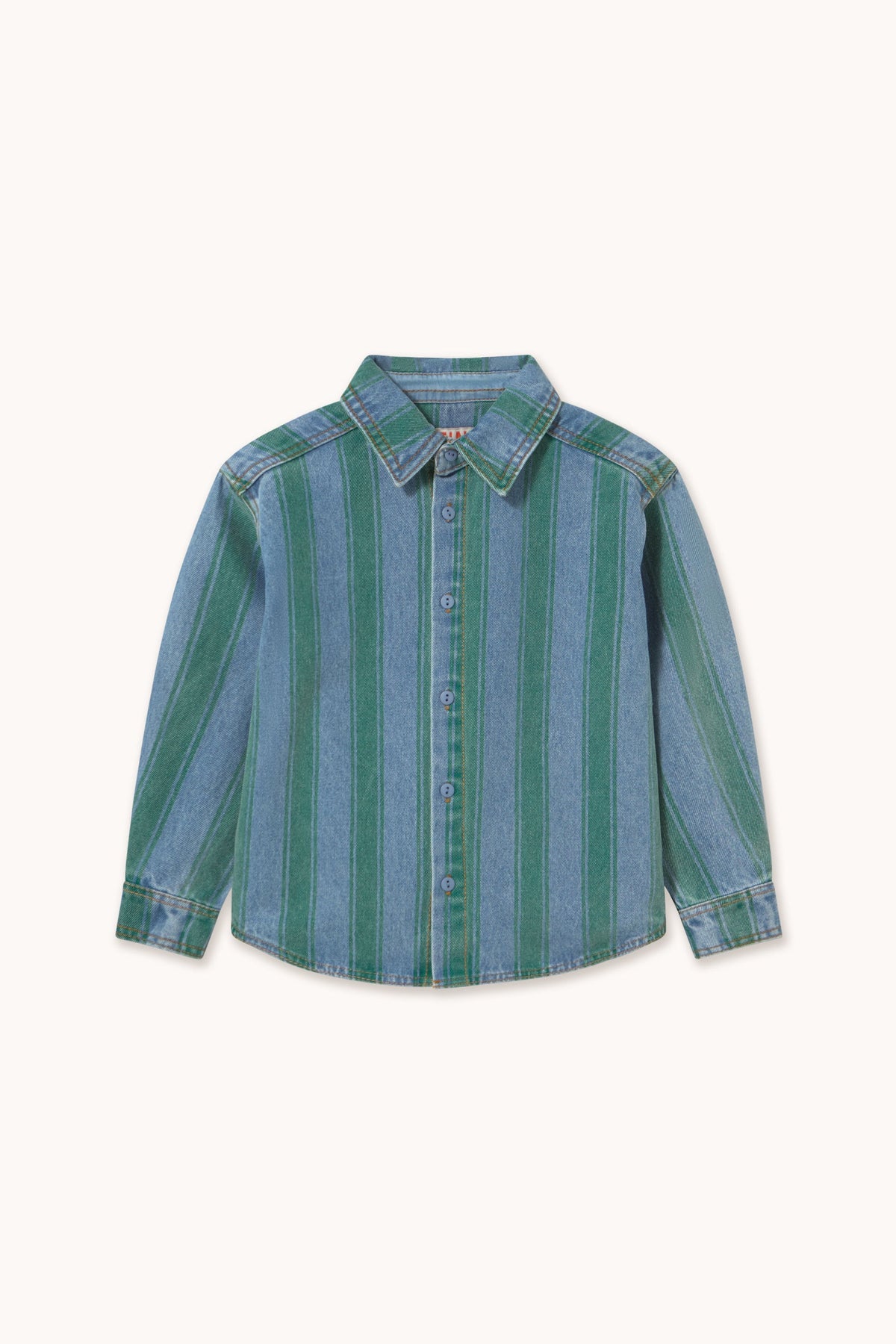 Tiny Cottons Retro Stripes Denim Shirt - denim medium wash 2