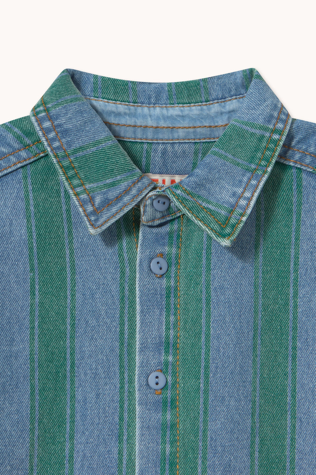 Tiny Cottons Retro Stripes Denim Shirt - denim medium wash 2