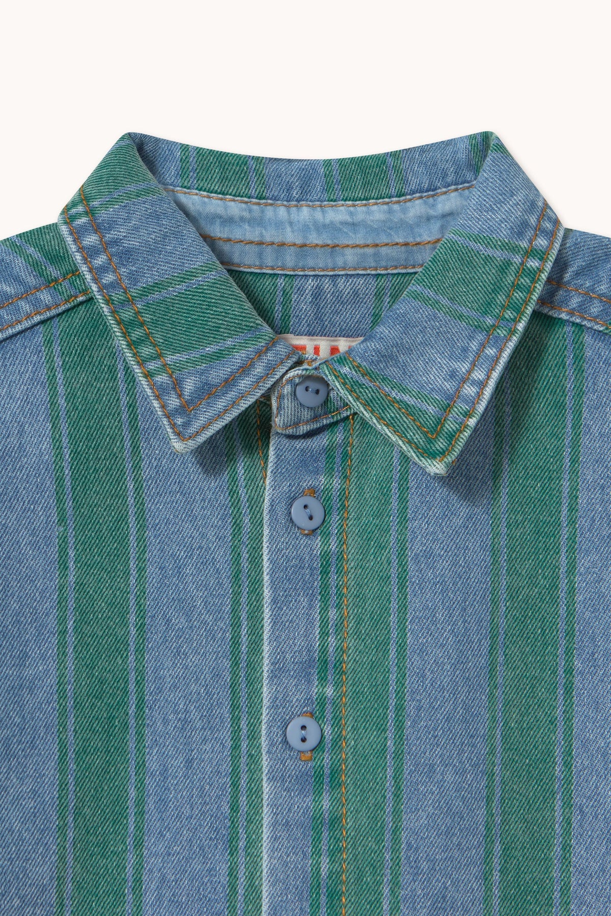 Tiny Cottons Retro Stripes Denim Shirt - denim medium wash 2