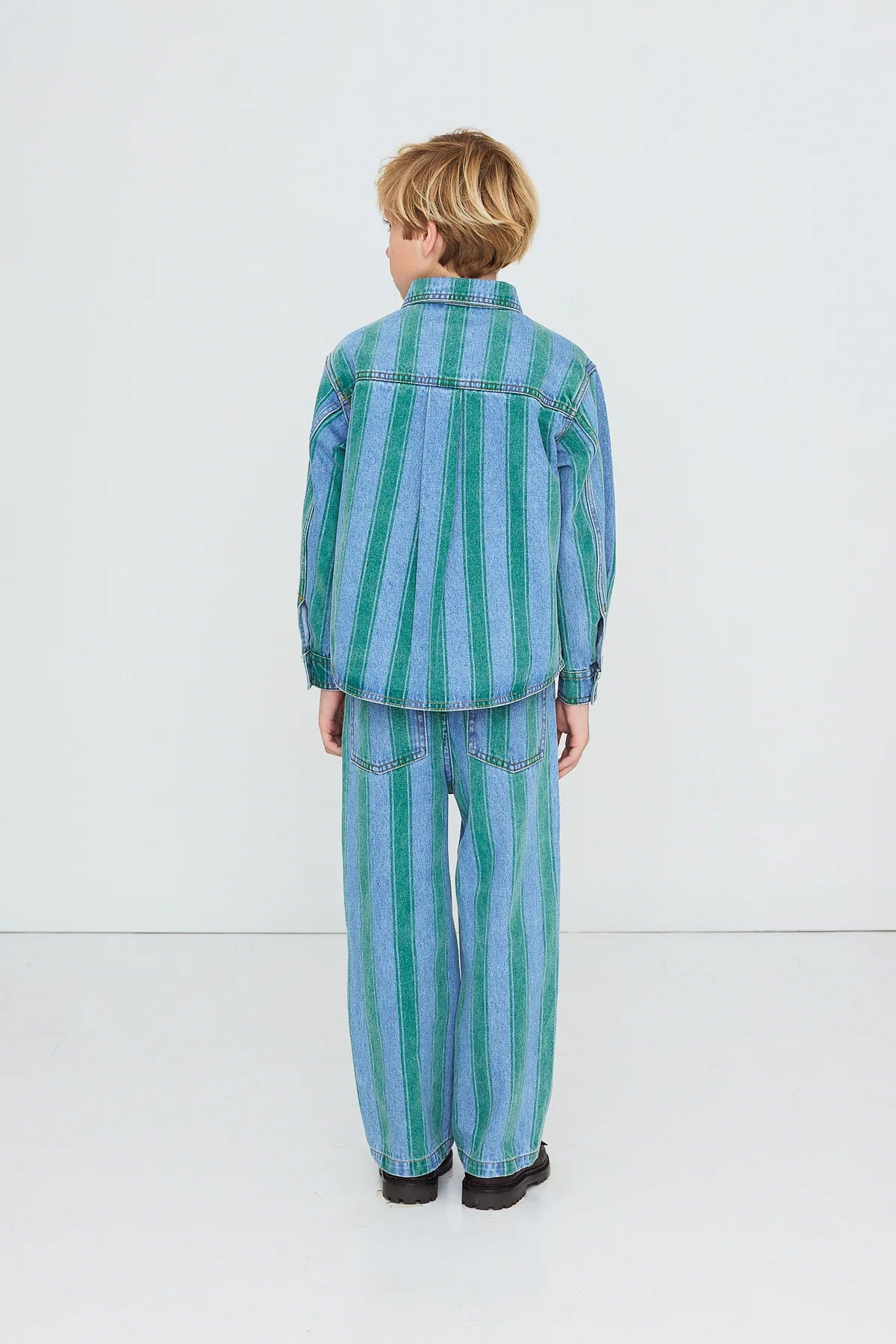 Tiny Cottons Retro Stripes Denim Shirt - denim medium wash 2