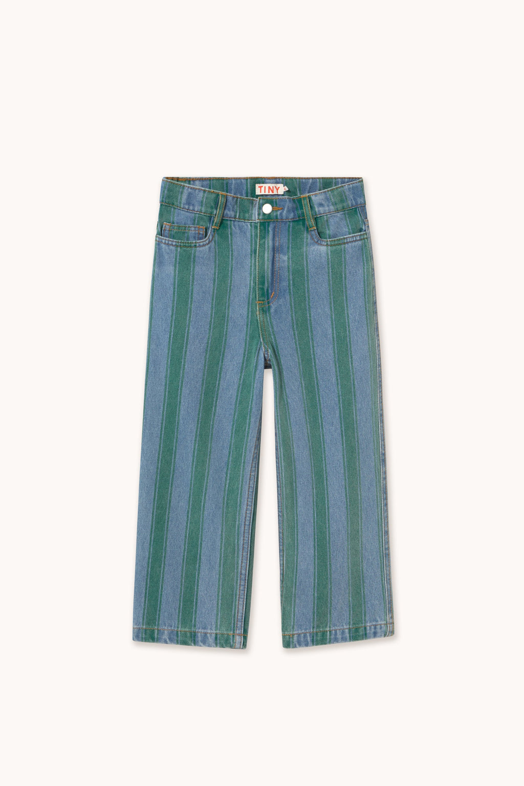 Tiny Cottons Retro Stripes Straight Denim Pants - denim medium wash 2