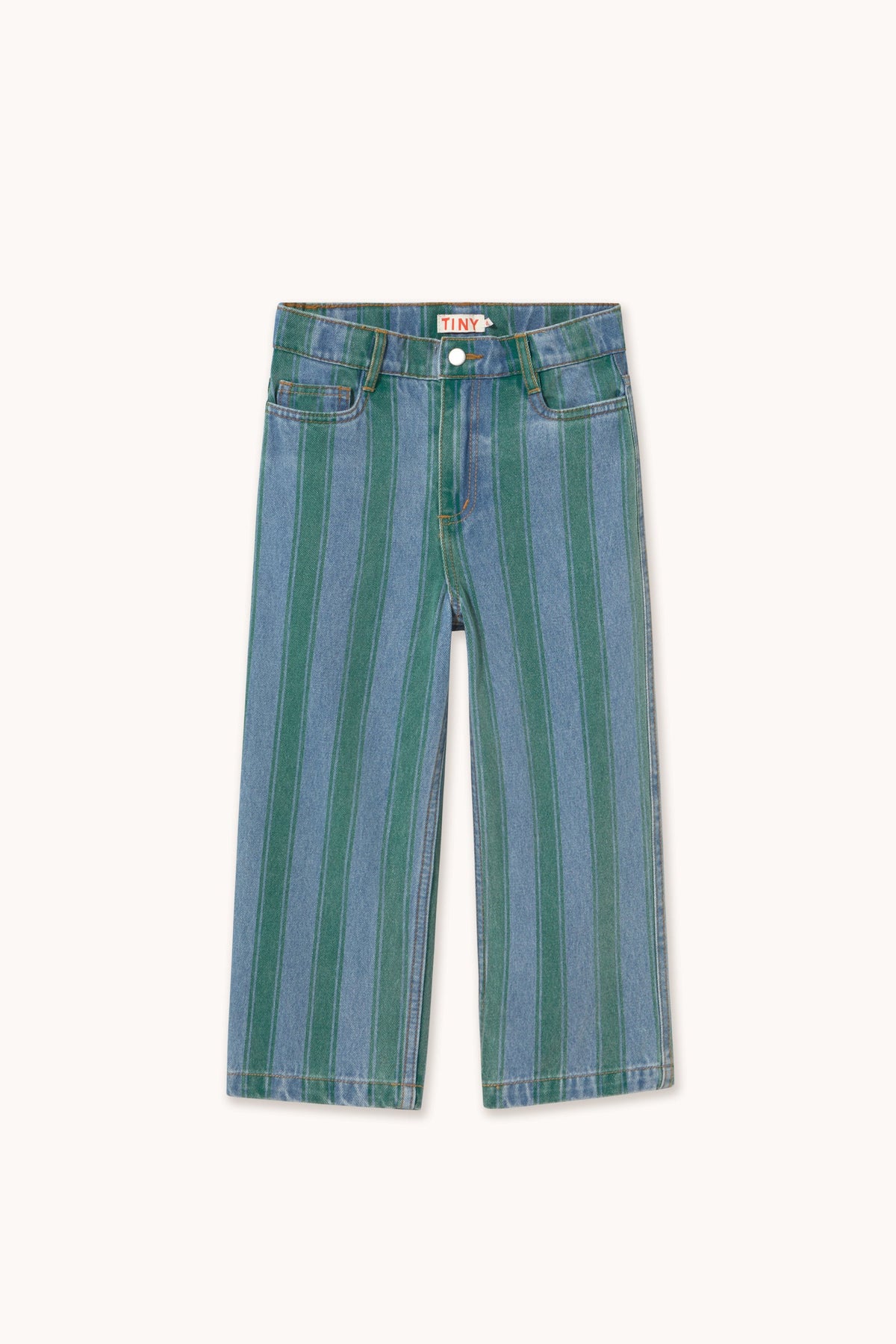 Tiny Cottons Retro Stripes Straight Denim Pants - denim medium wash 2