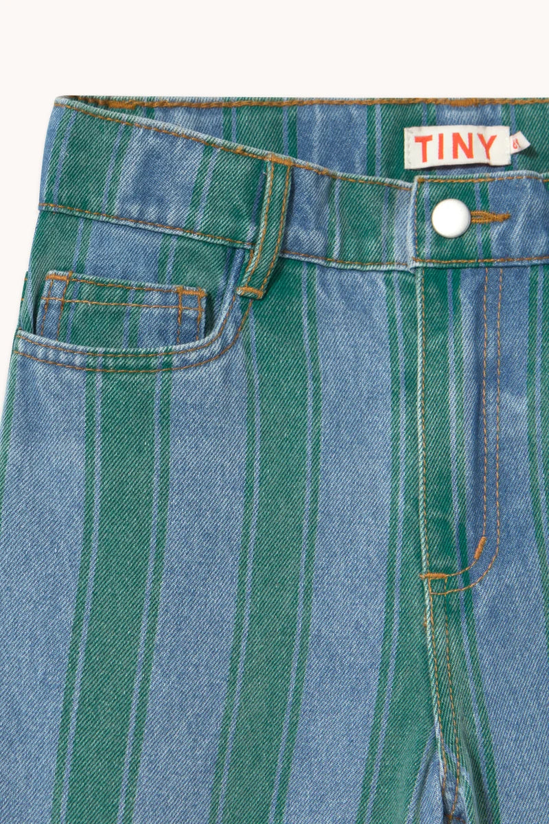 Tiny Cottons Retro Stripes Straight Denim Pants - denim medium wash 2