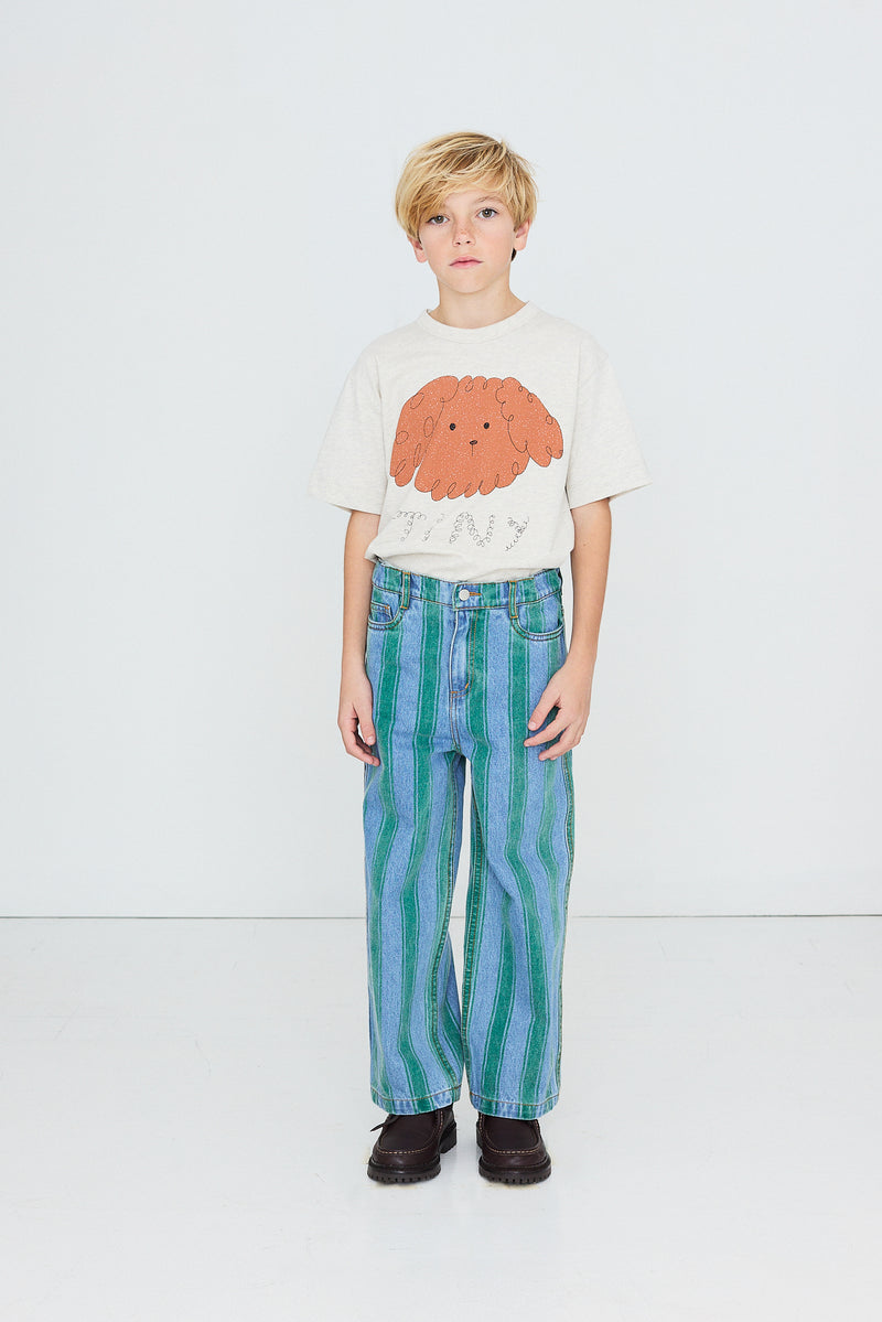 Tiny Cottons Retro Stripes Straight Denim Pants - denim medium wash 2