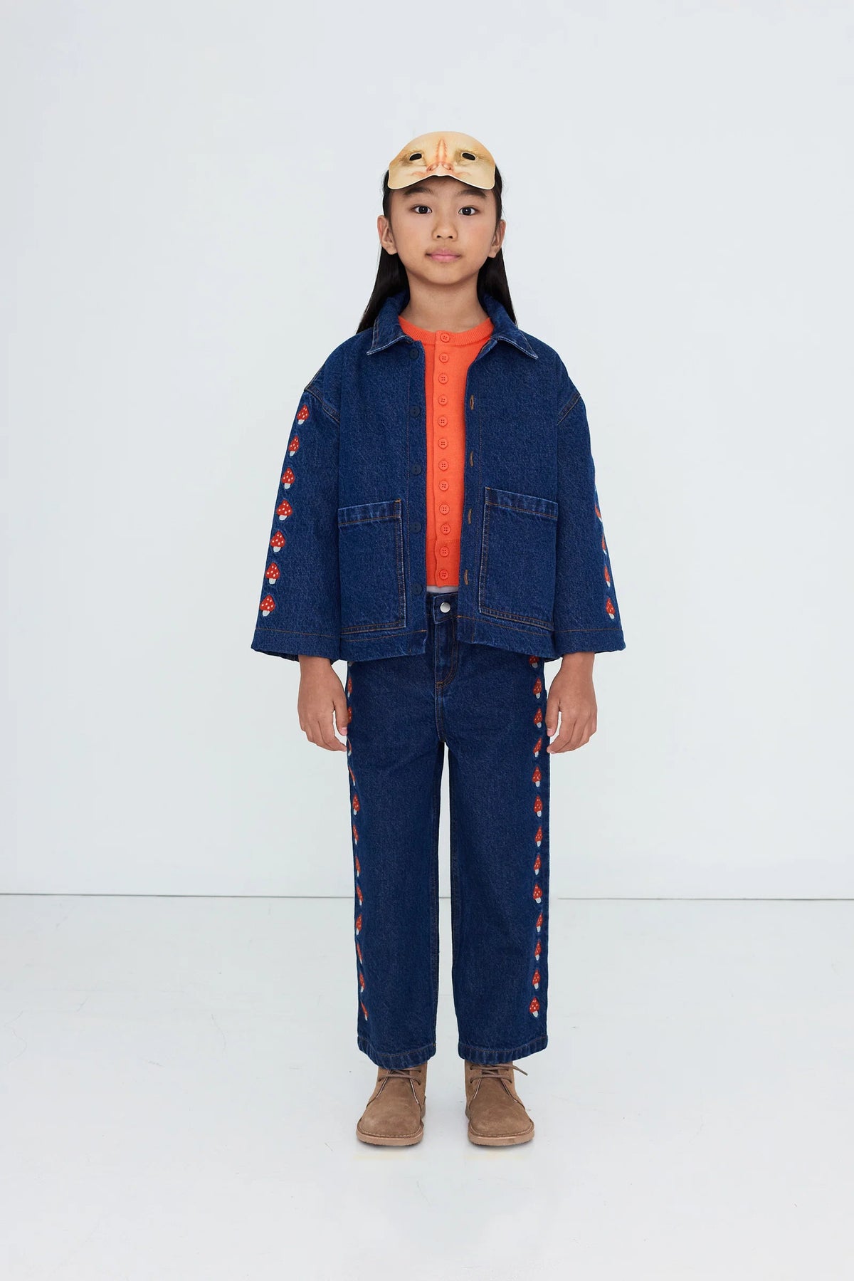 Tiny Cottons Mini Mushrooms Embroided Jacket - denim dark wash 2