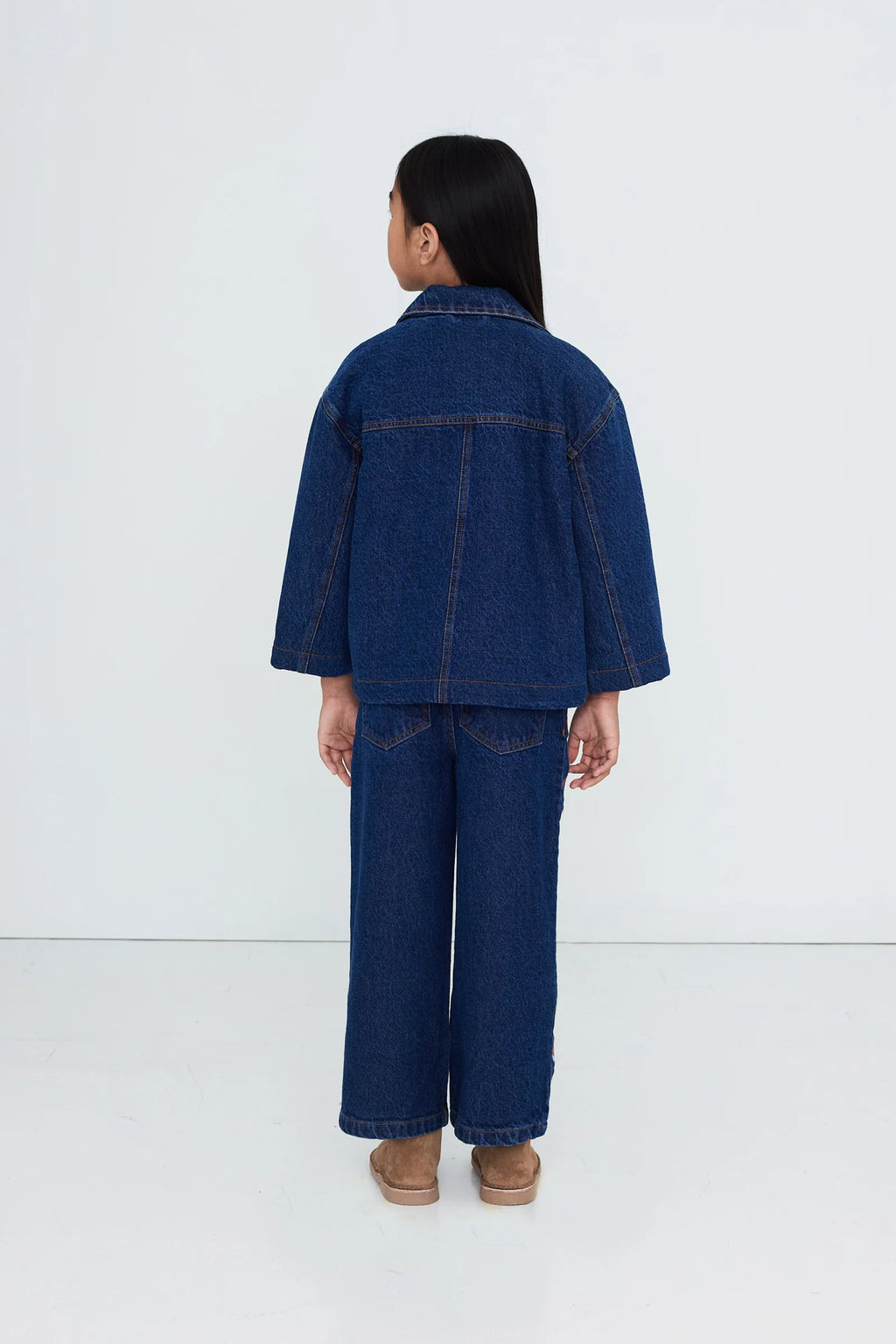 Tiny Cottons Mini Mushrooms Embroided Denim Pant - denim dark wash 2