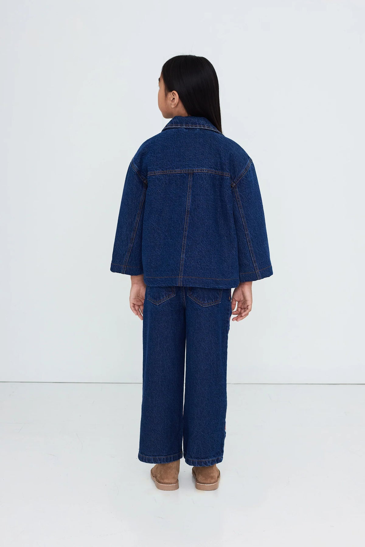 Tiny Cottons Mini Mushrooms Embroided Denim Pant - denim dark wash 2