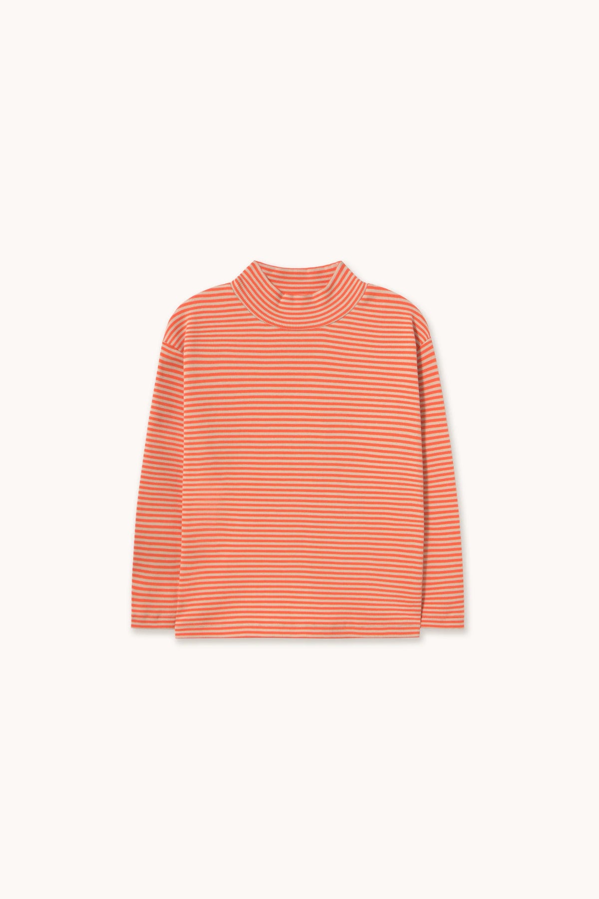 Tiny Cottons Stripes Rib Mockneck - Summer Red