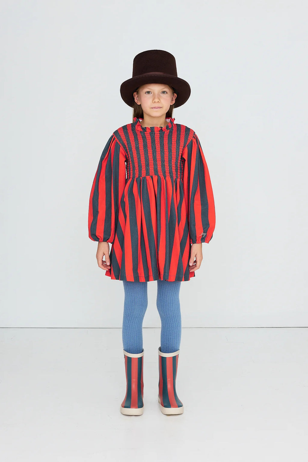 Tiny Cottons Red-Blue Stripes Dress Base - Summer Red