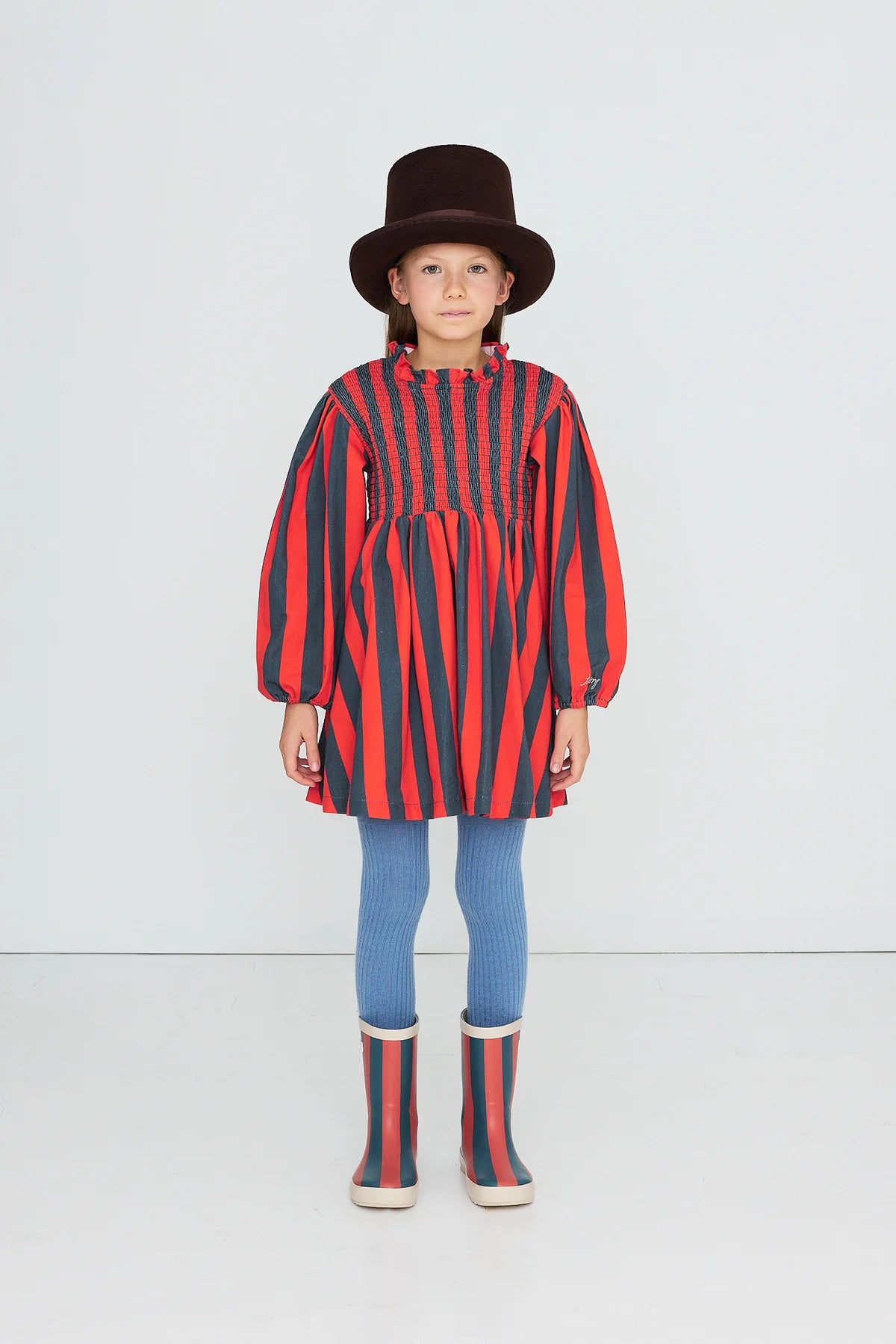 Tiny Cottons Red-Blue Stripes Dress Base - Summer Red