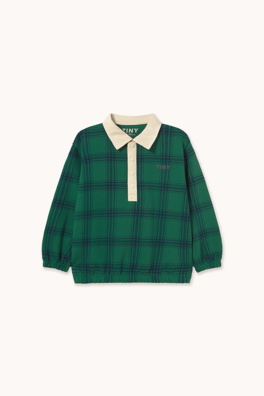 Tiny Cottons Green Check Polo Sweatshirt - Dark Green