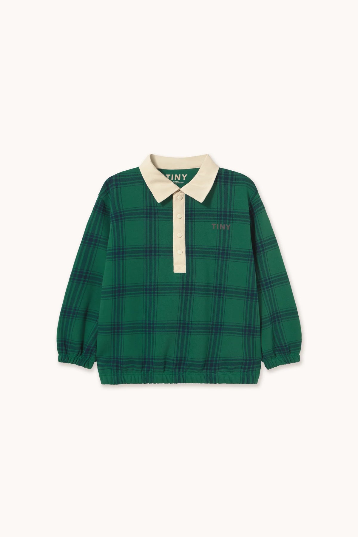 Tiny Cottons Green Check Polo Sweatshirt - Dark Green