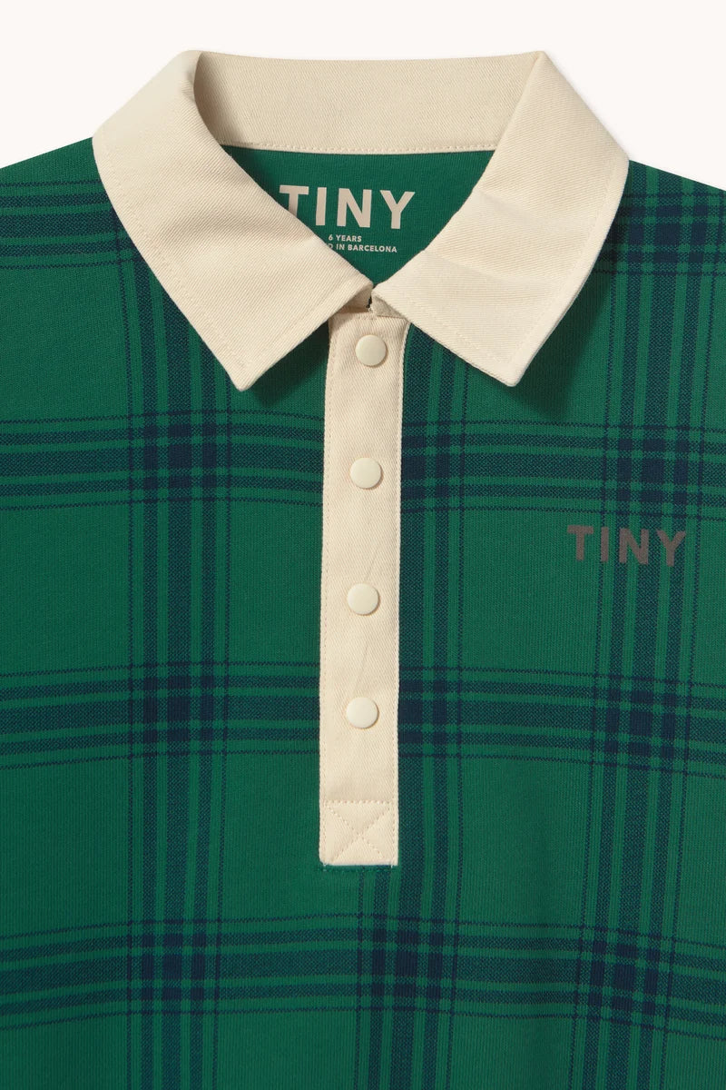 Tiny Cottons Green Check Polo Sweatshirt - Dark Green