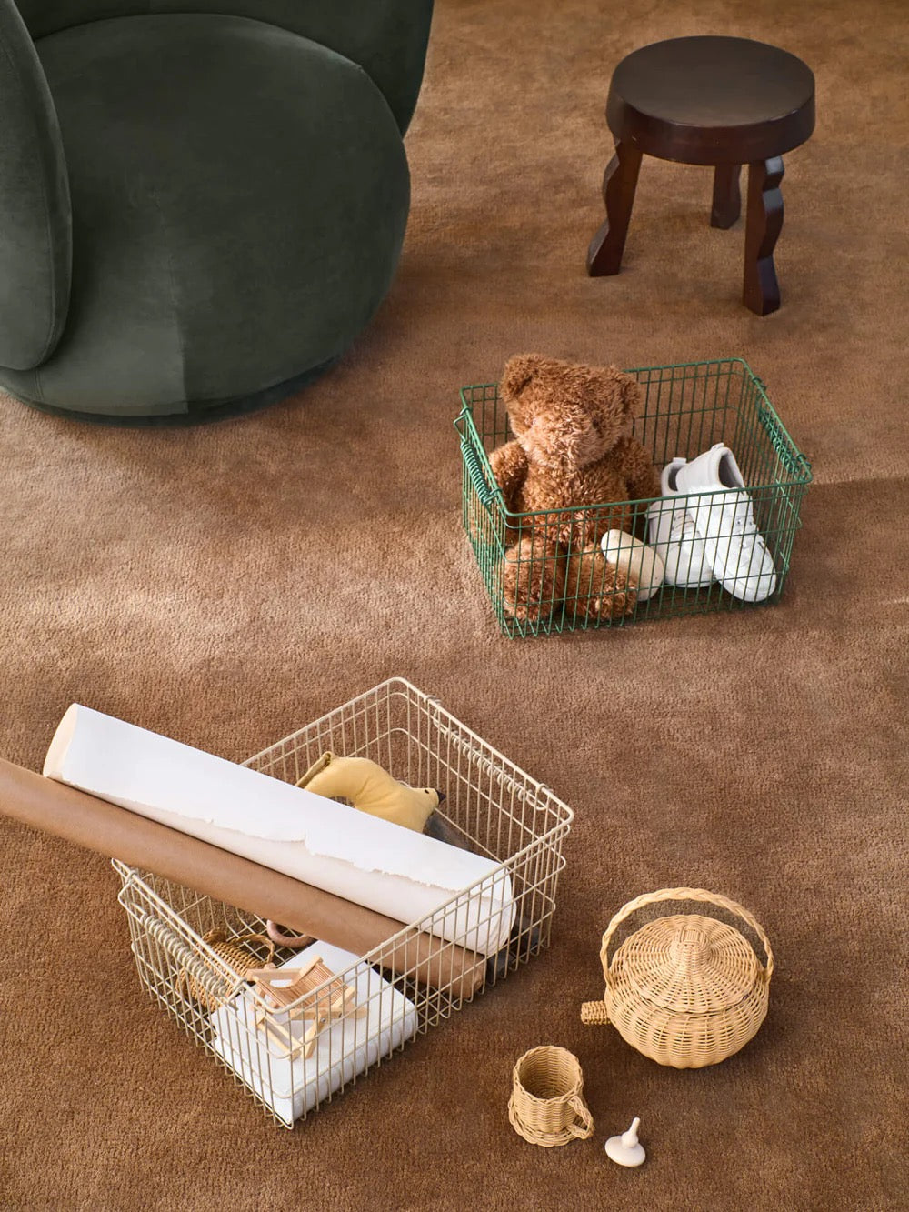 Cala Stackable Baskets - Set of 2 - Verdant Green