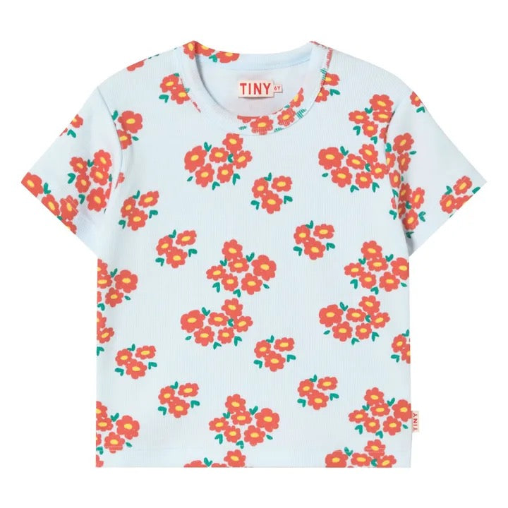 BLOSSOMS RIB TEE *ice blue*