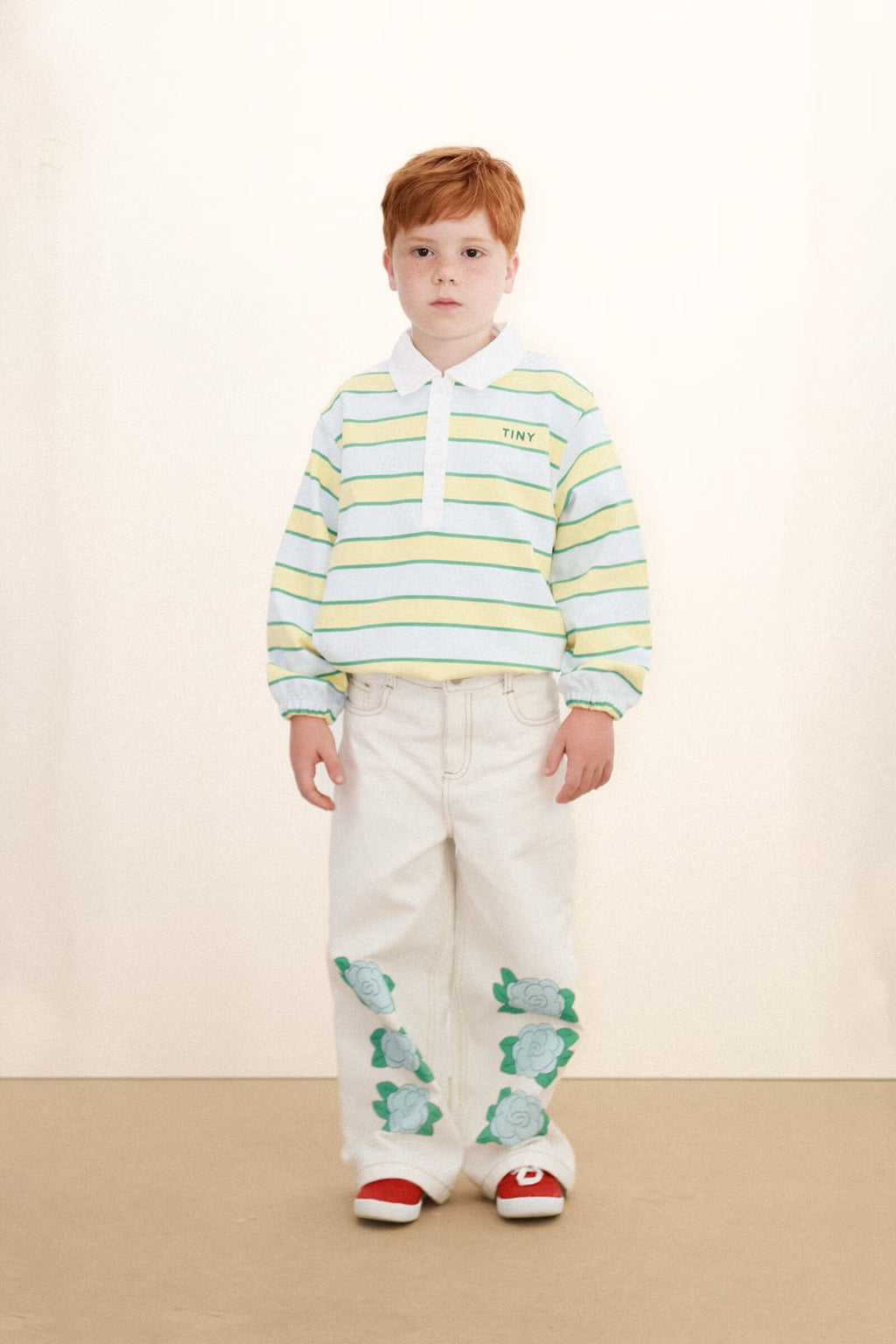 RETRO STRIPES POLO SWEATSHIRT *ice blue*