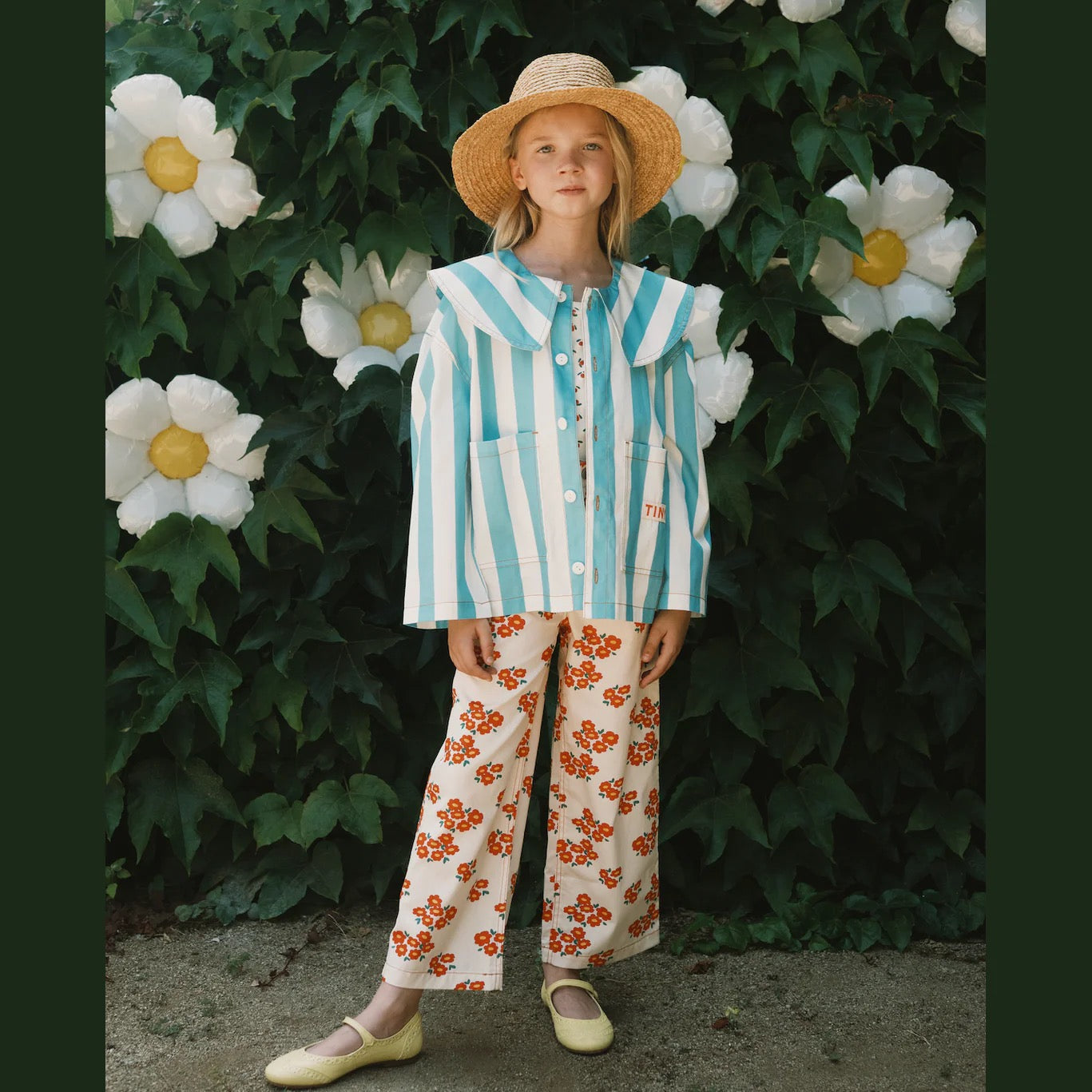 BLOSSOMS TWILL JEANS *off-white*