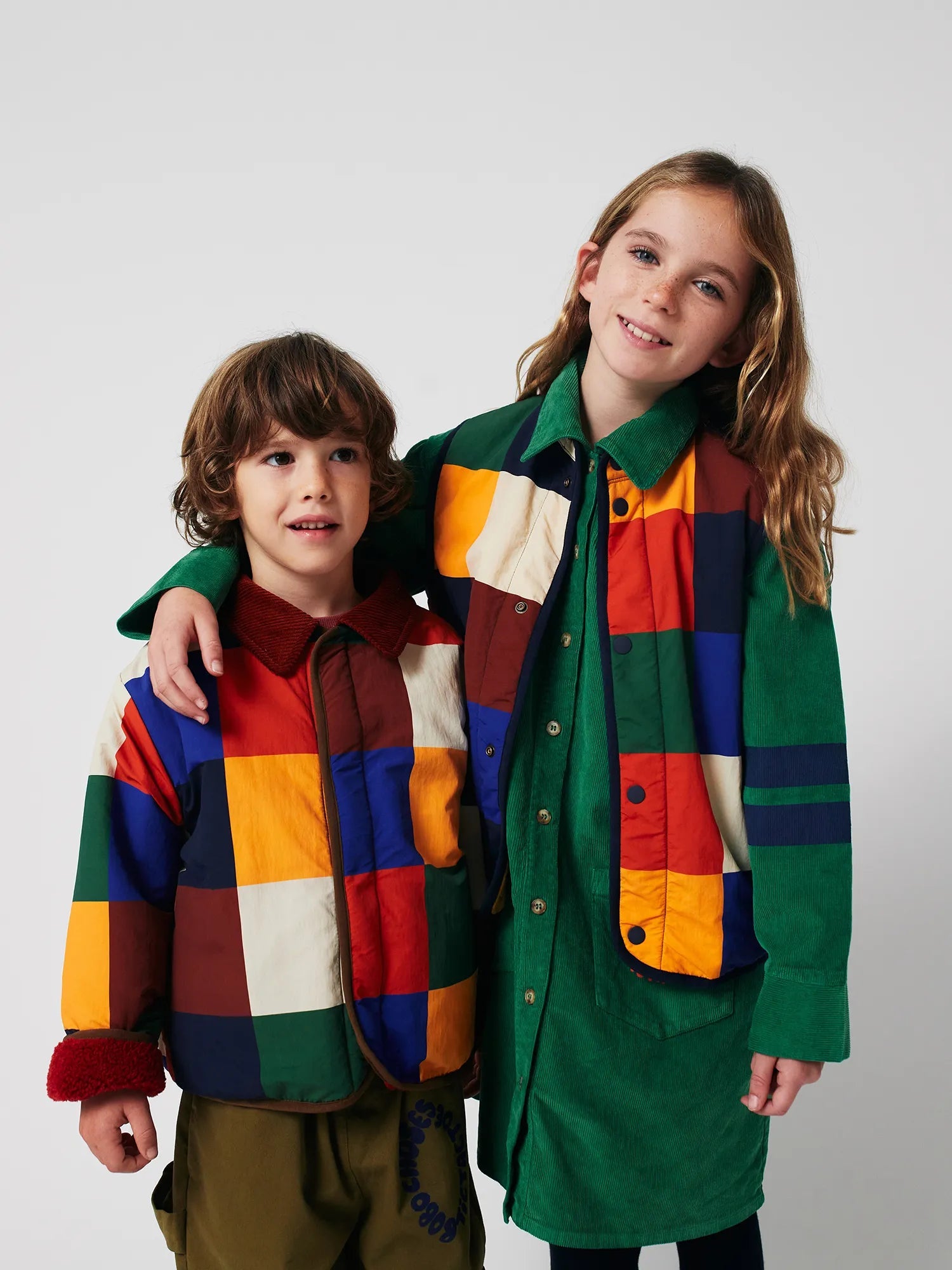 Multicolor Tiles reversible sheepskin jacket