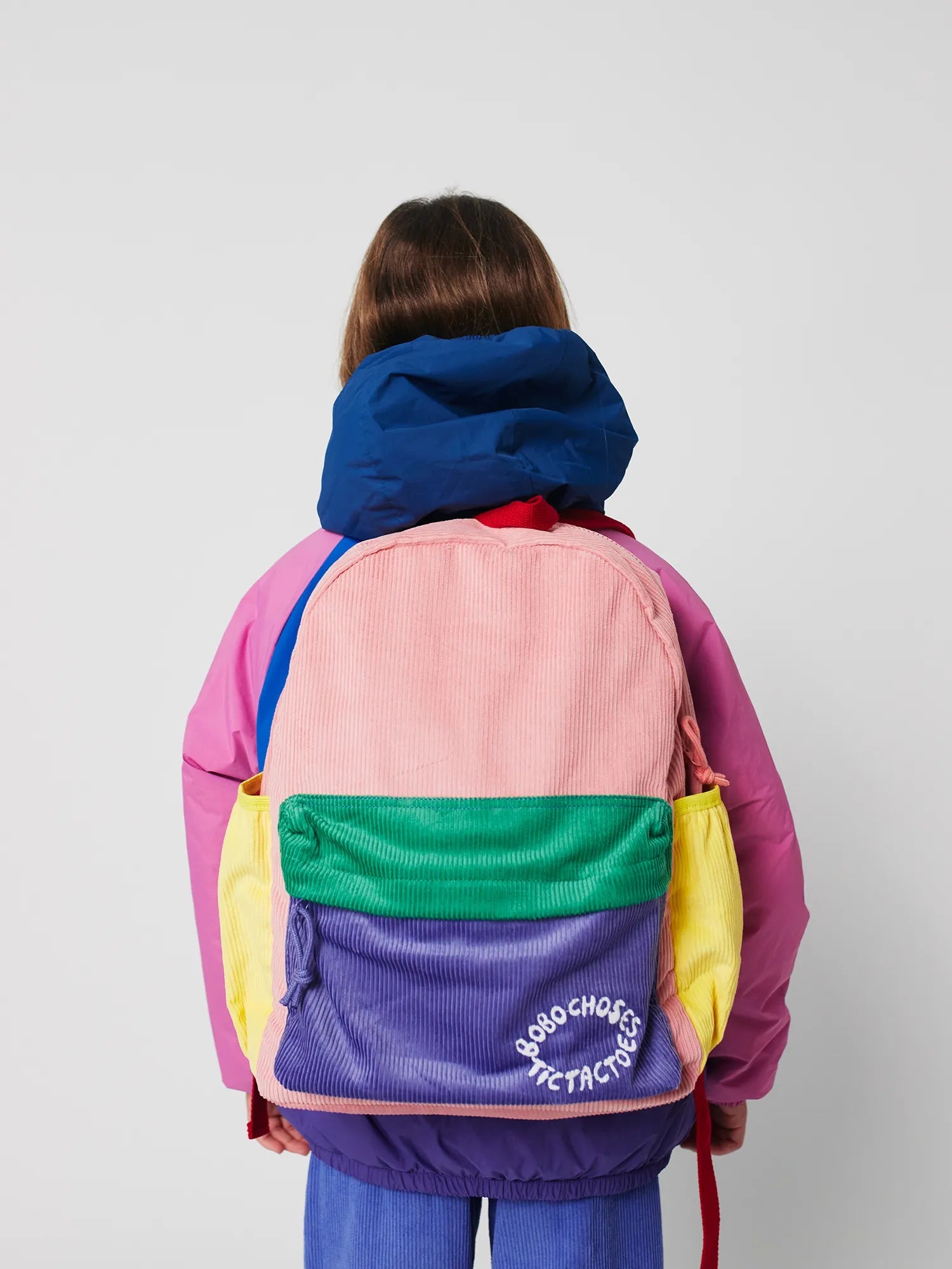 Tic Tac Toe color block corduroy school bag