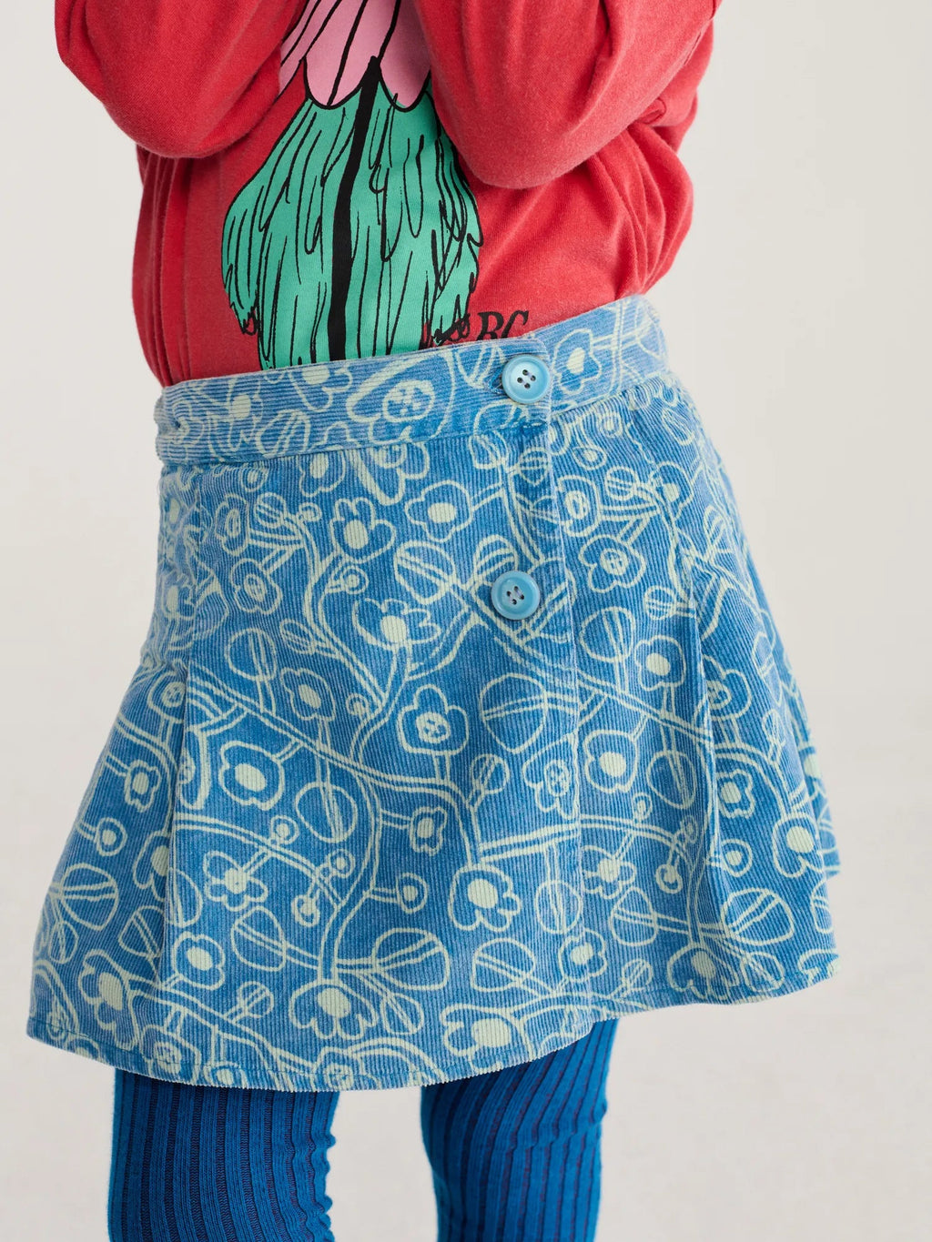 Bobo Choses Sketchy Flowers all over corduroy skirt