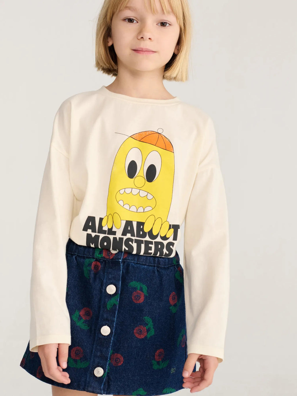 Bobo Choses Stamp Bloom all over denim skirt