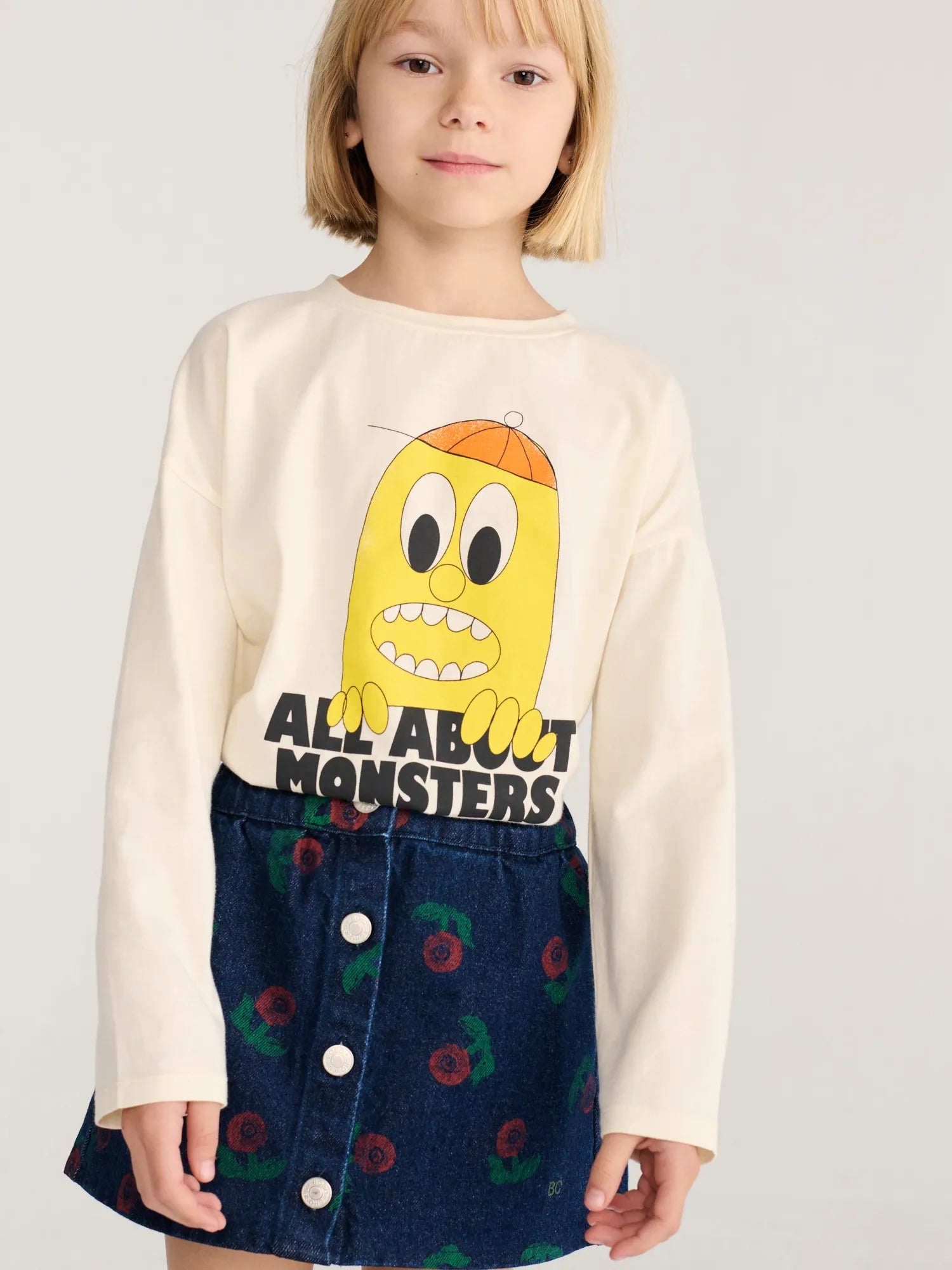 Bobo Choses Stamp Bloom all over denim skirt