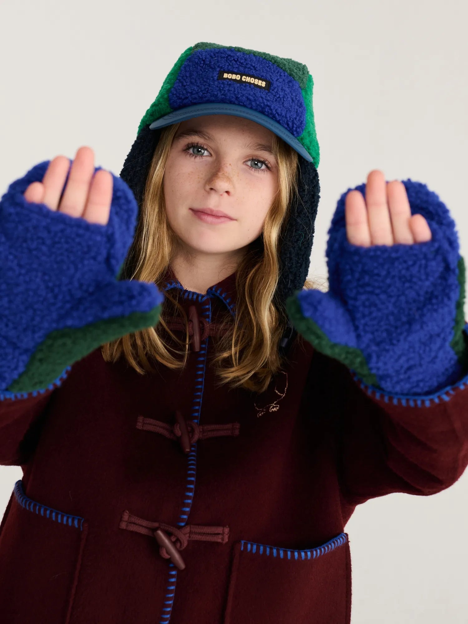 Bobo Choses Color Block sheepskin mittens
