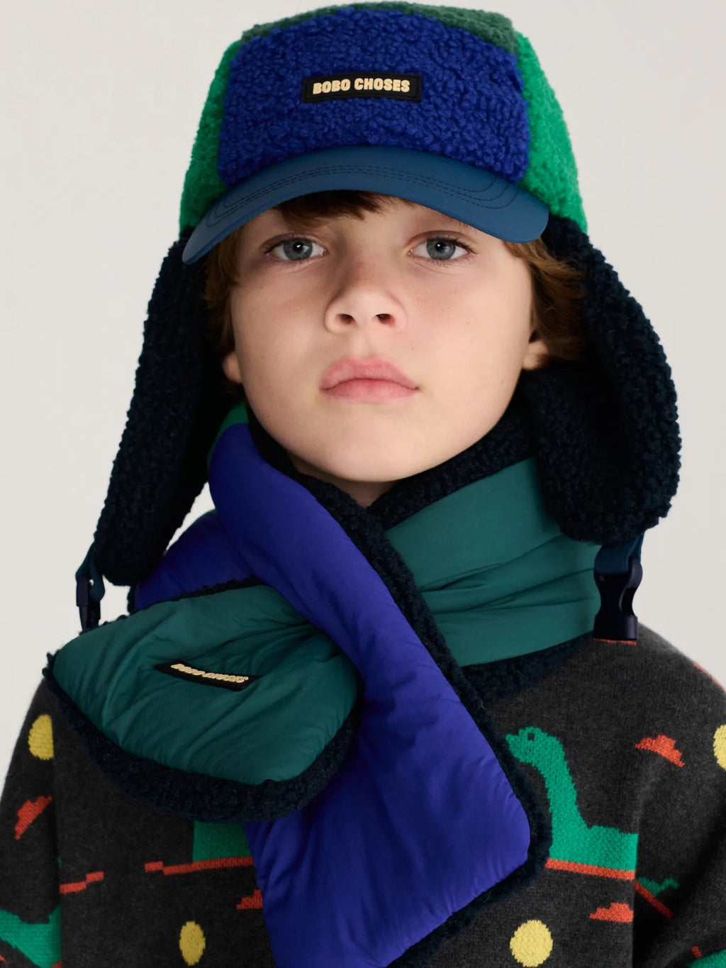 Bobo Choses Color Block sheepskin neck warmer