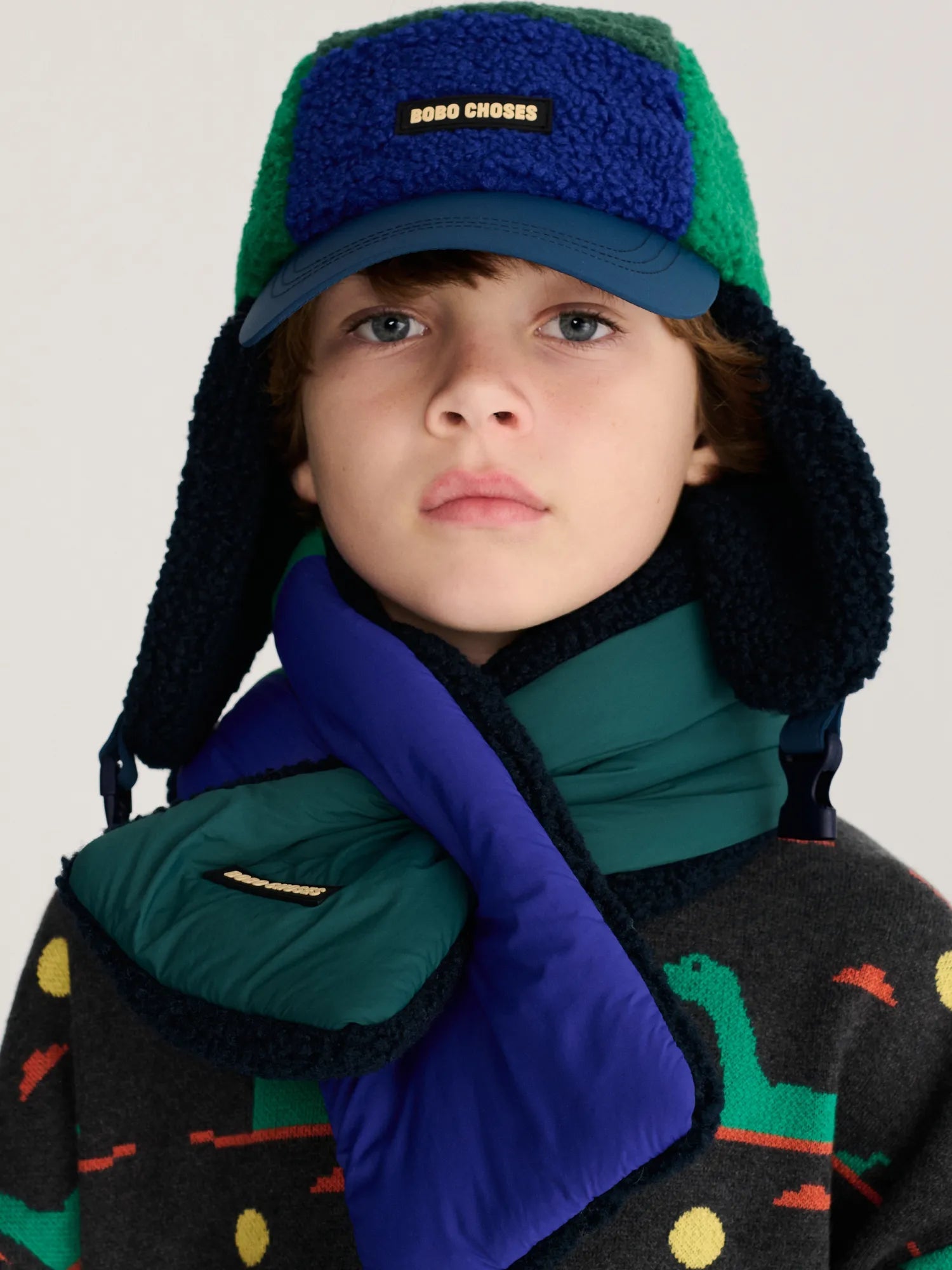 Bobo Choses Color Block sheepskin neck warmer