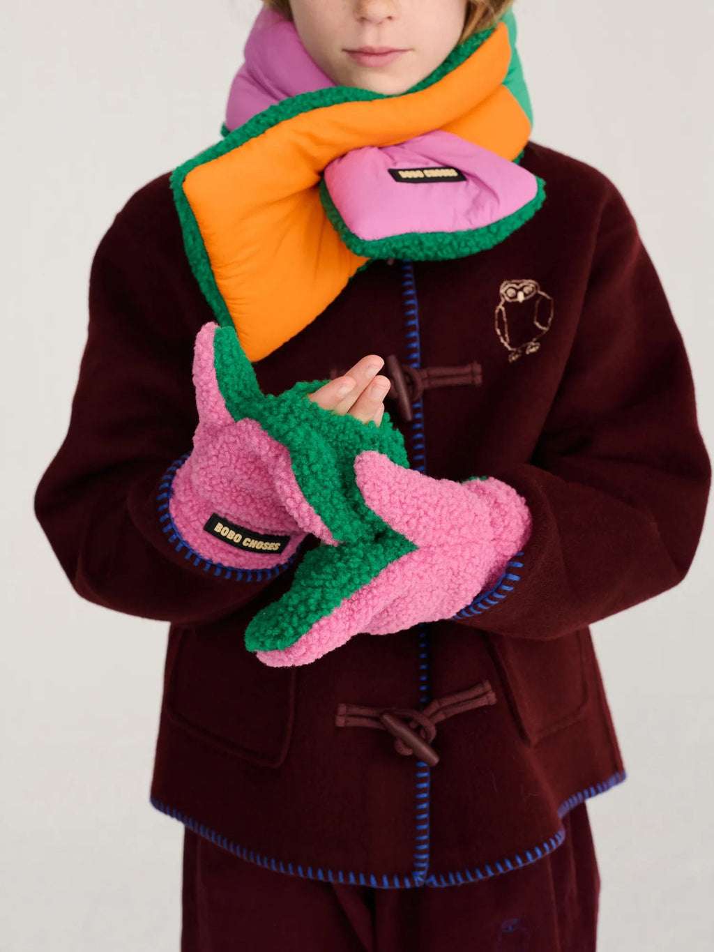 Bobo Choses Color Block sheepskin mittens