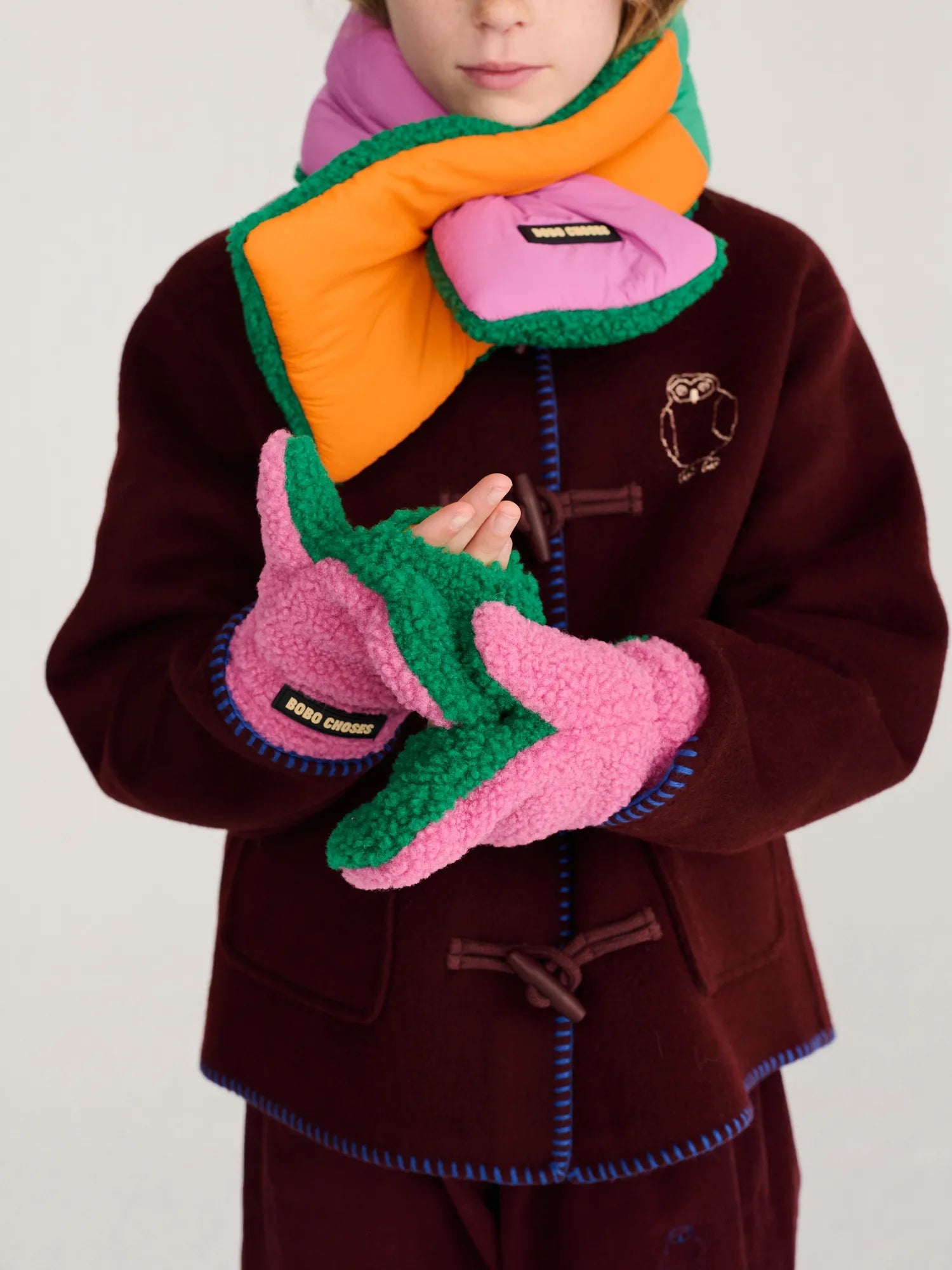 Bobo Choses Color Block sheepskin mittens