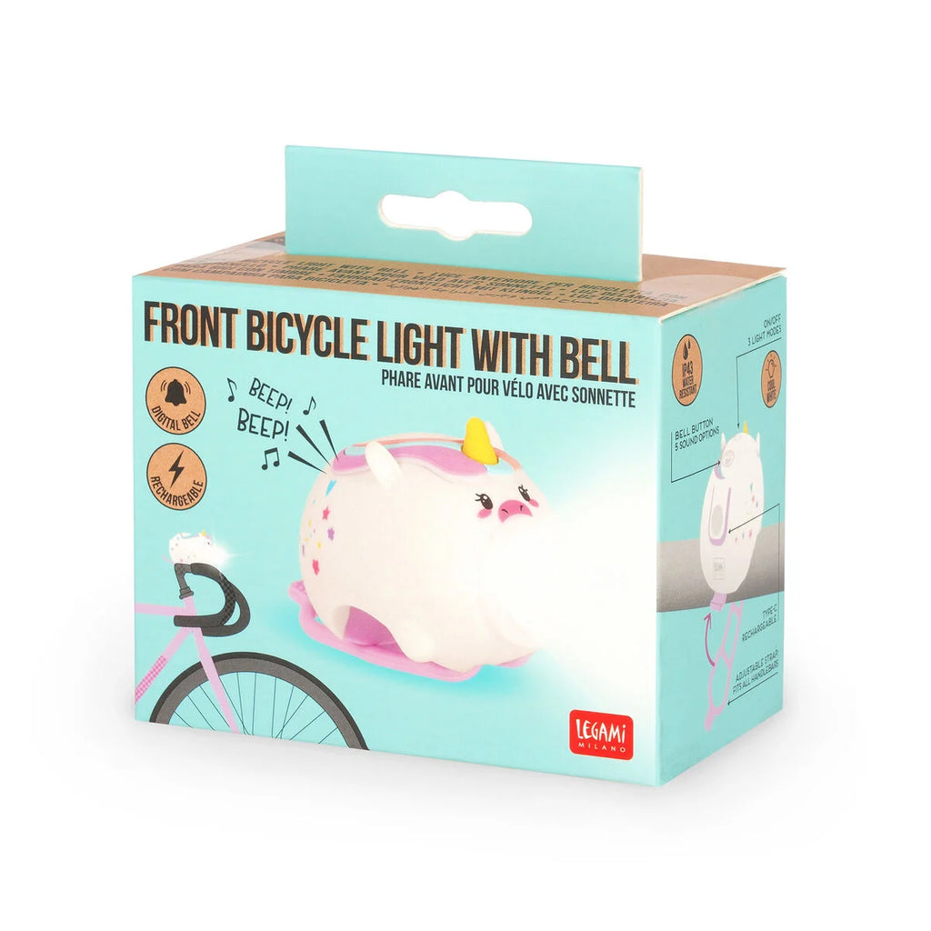 Rechargeable Front Bicycle Light With Bell - Unicorn - Front Bicycle Light With Bell