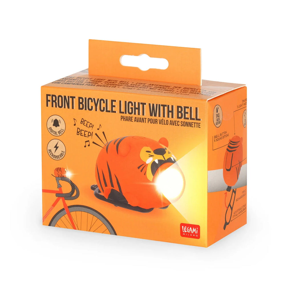 Rechargeable Front Bicycle Light With Bell - Tiger - Front Bicycle Light With Bell