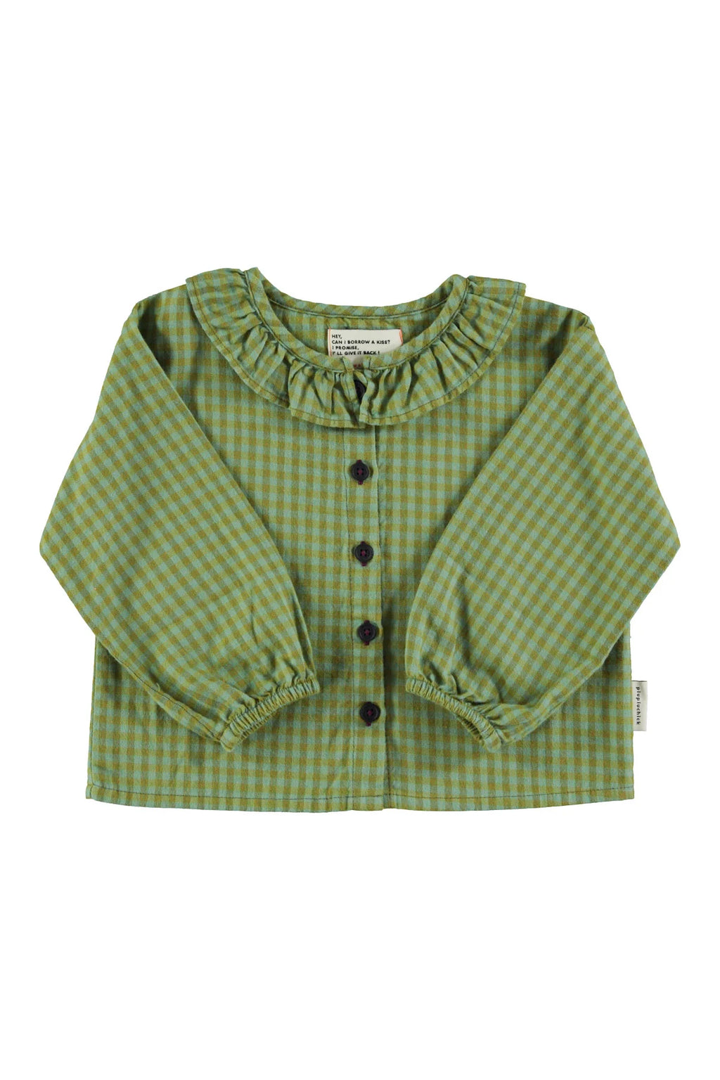 Blouse w/ collar - green checkered