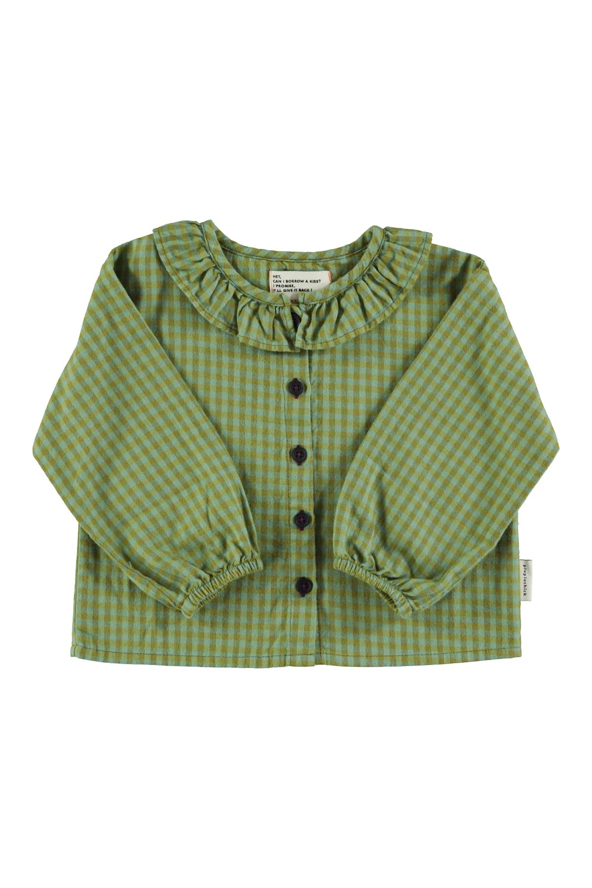 Blouse w/ collar - green checkered