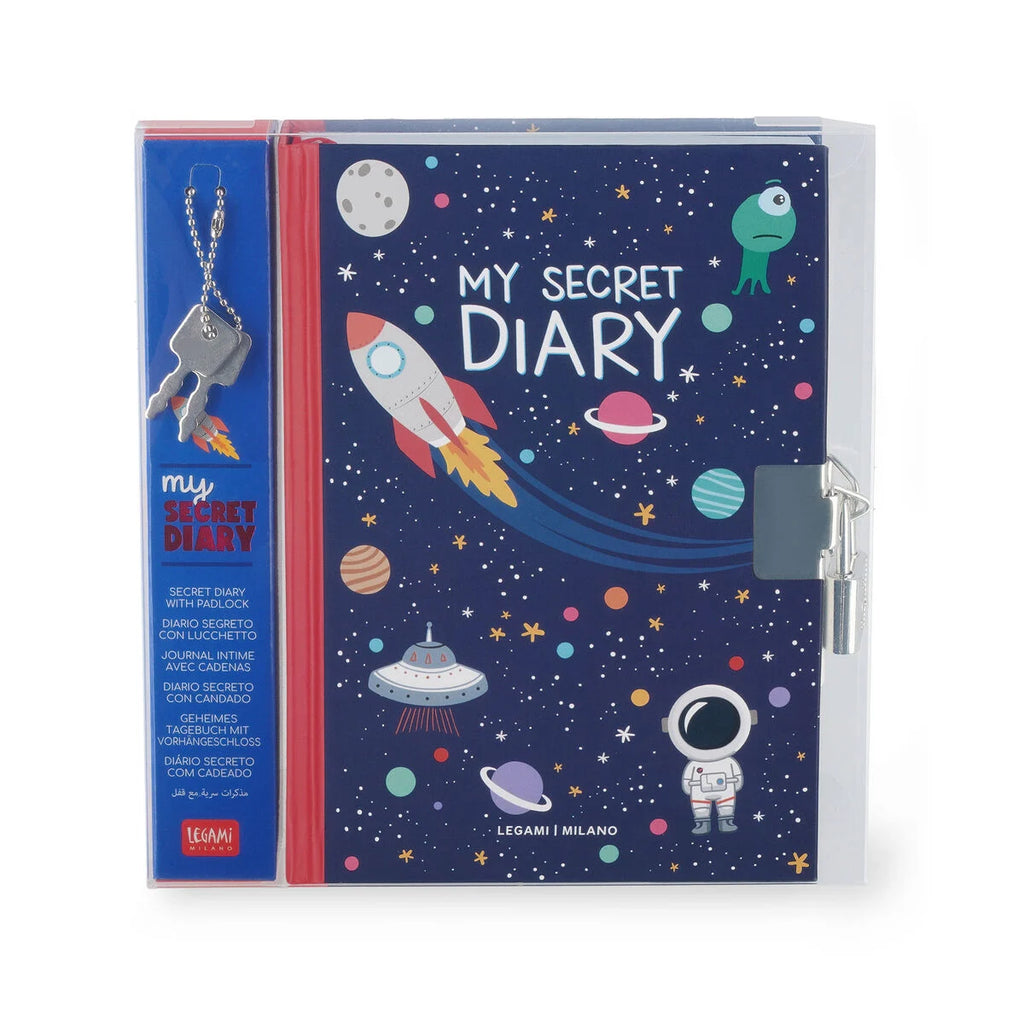 Secret Diary with Padlock and Illustrated Hard Cover - Space - My Secret Diary