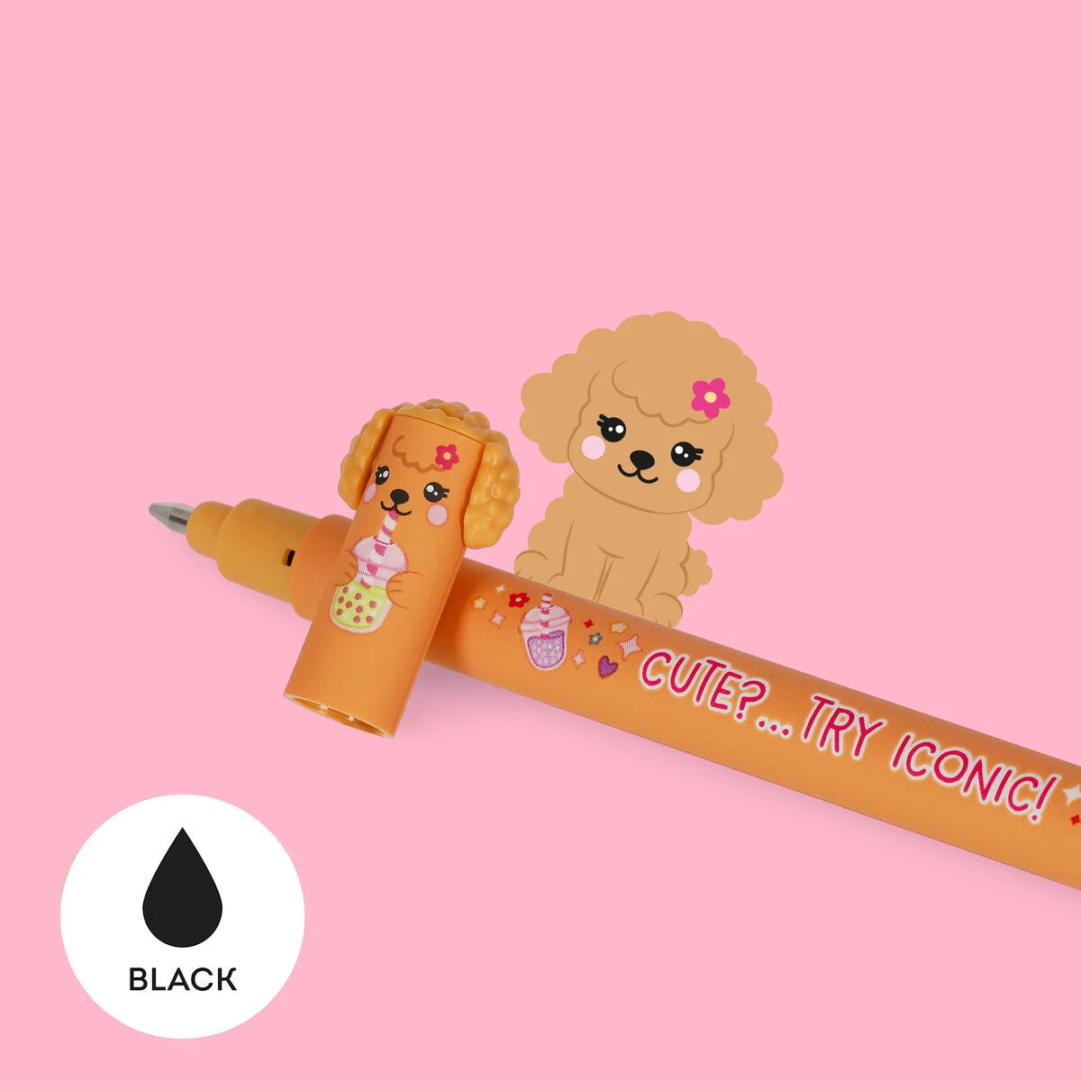 Set van 3 uitwisbare gelpennen - Golden + Bulldog + Poodle