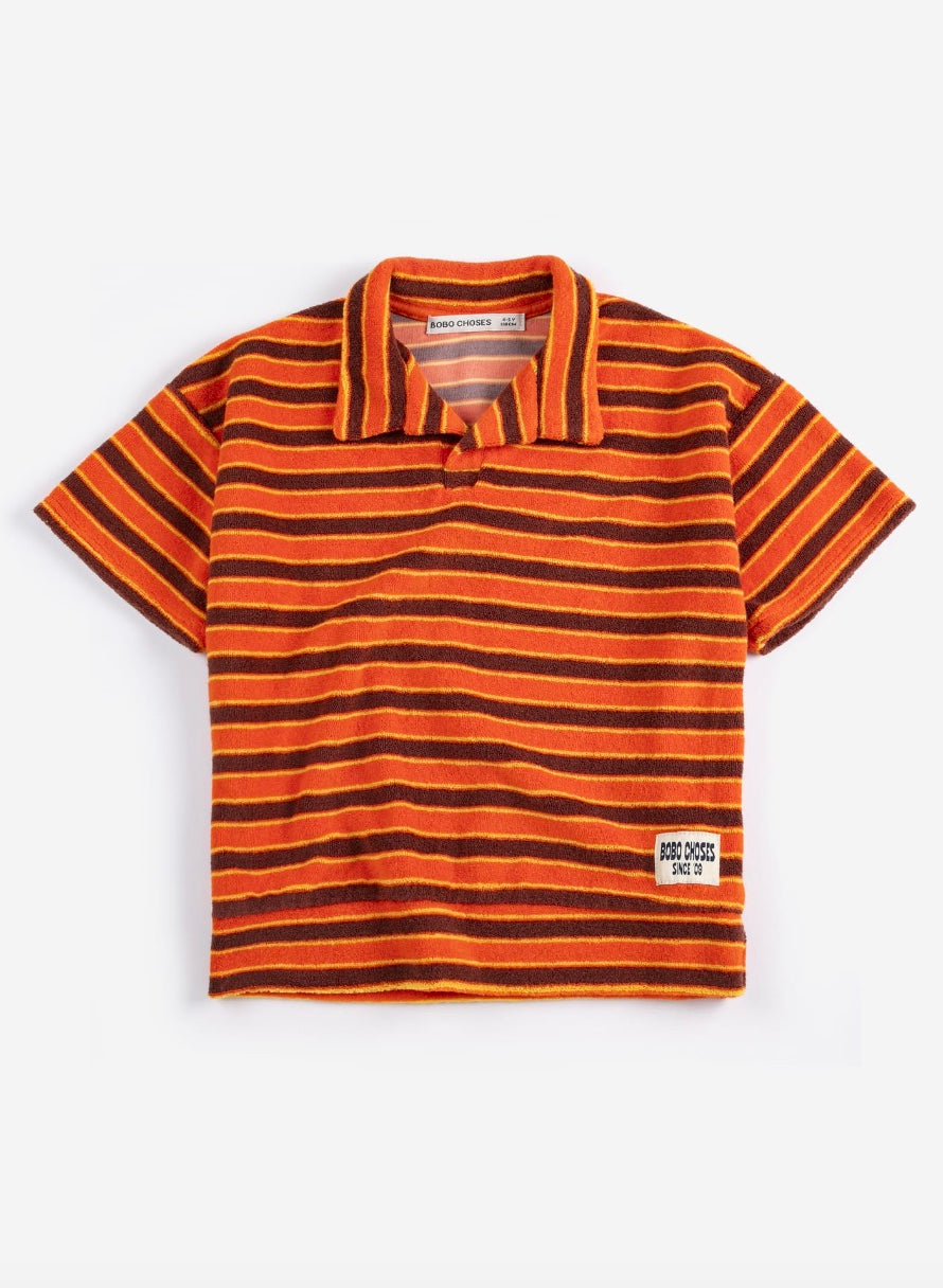 Striped Brick terry cloth polo