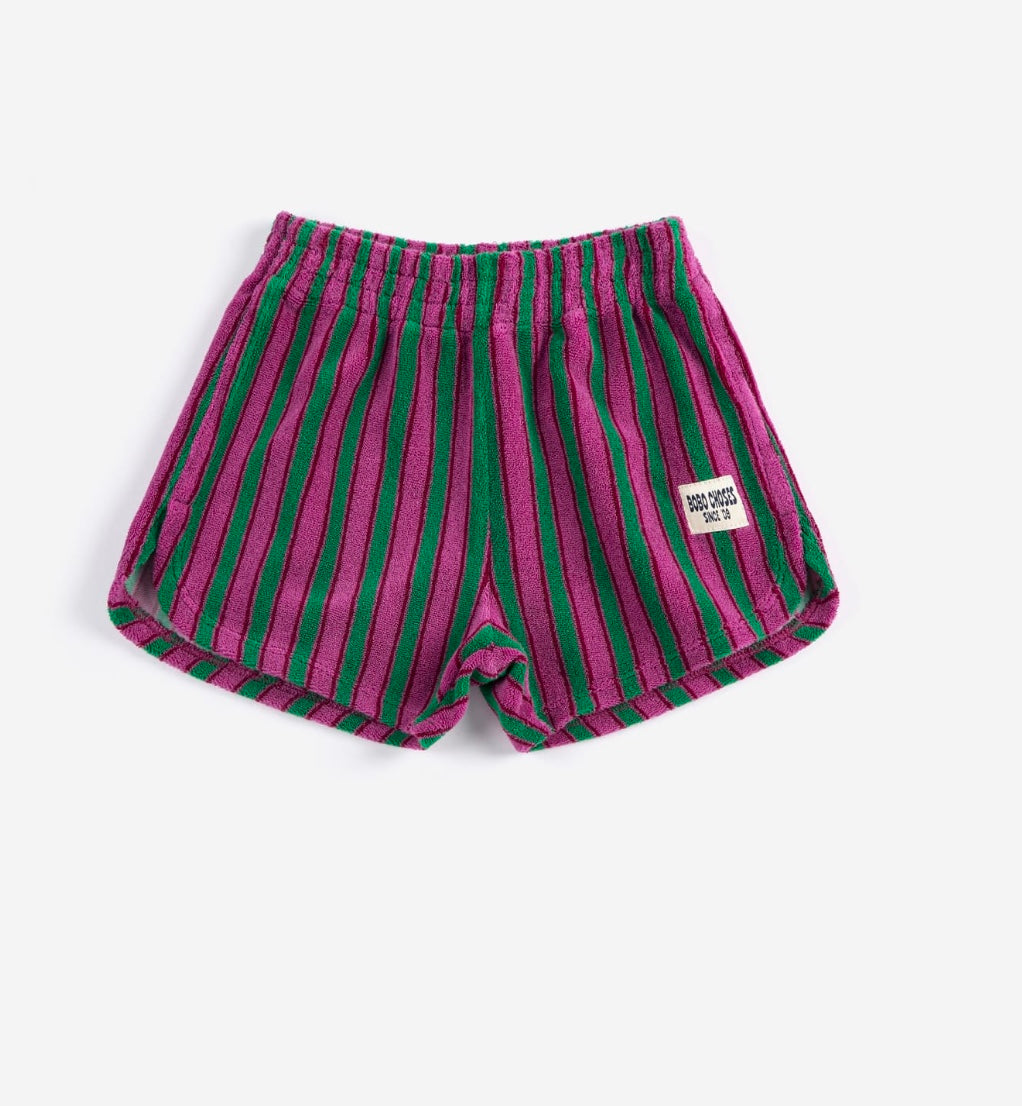 Striped terry cloth shorts