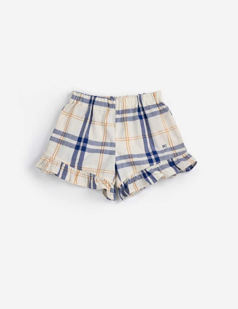 Fun Tartan ruffled woven shorts