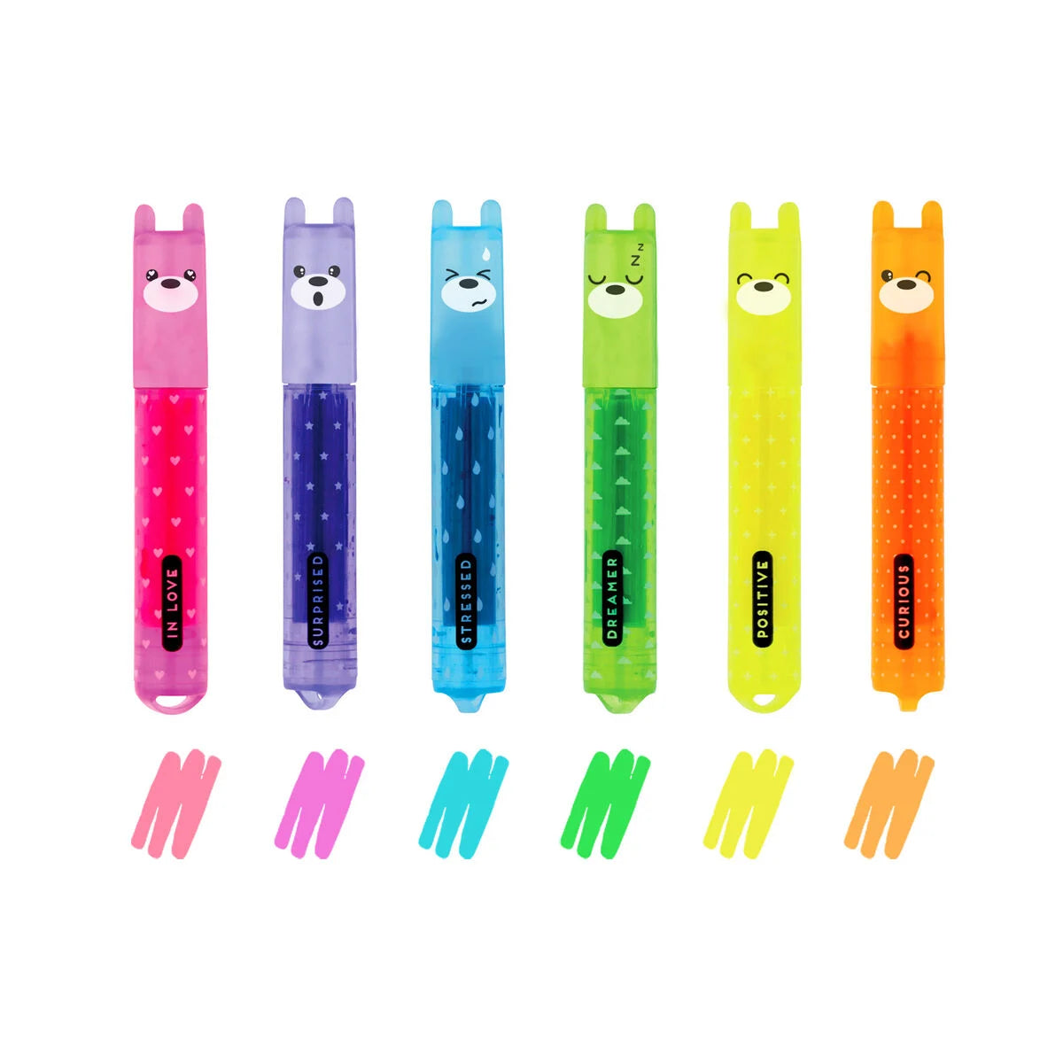 Set van 6 mini-markeerstiften - Teddy's Mood