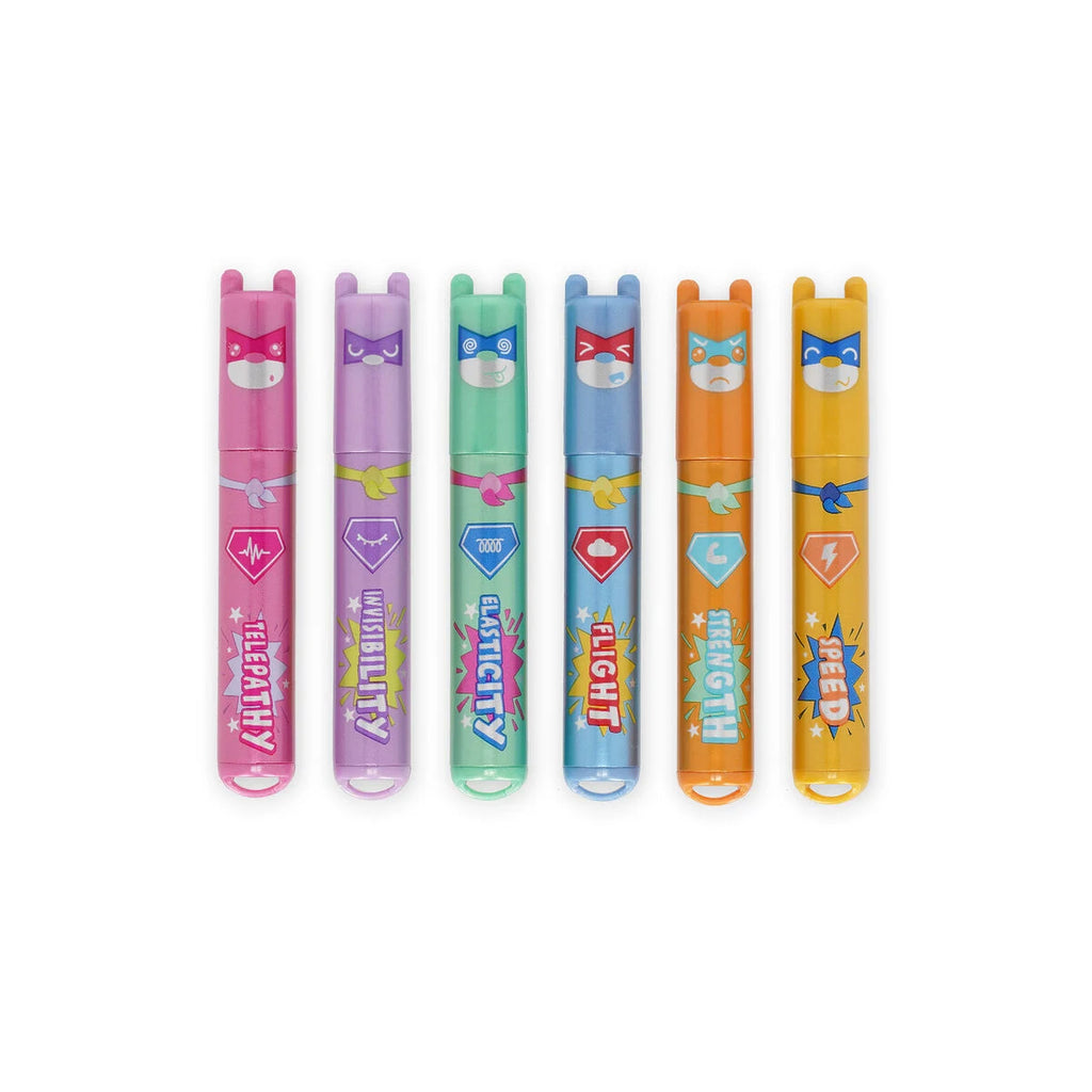Set van 6 mini-markeerstiften - Teddy's Superkracht