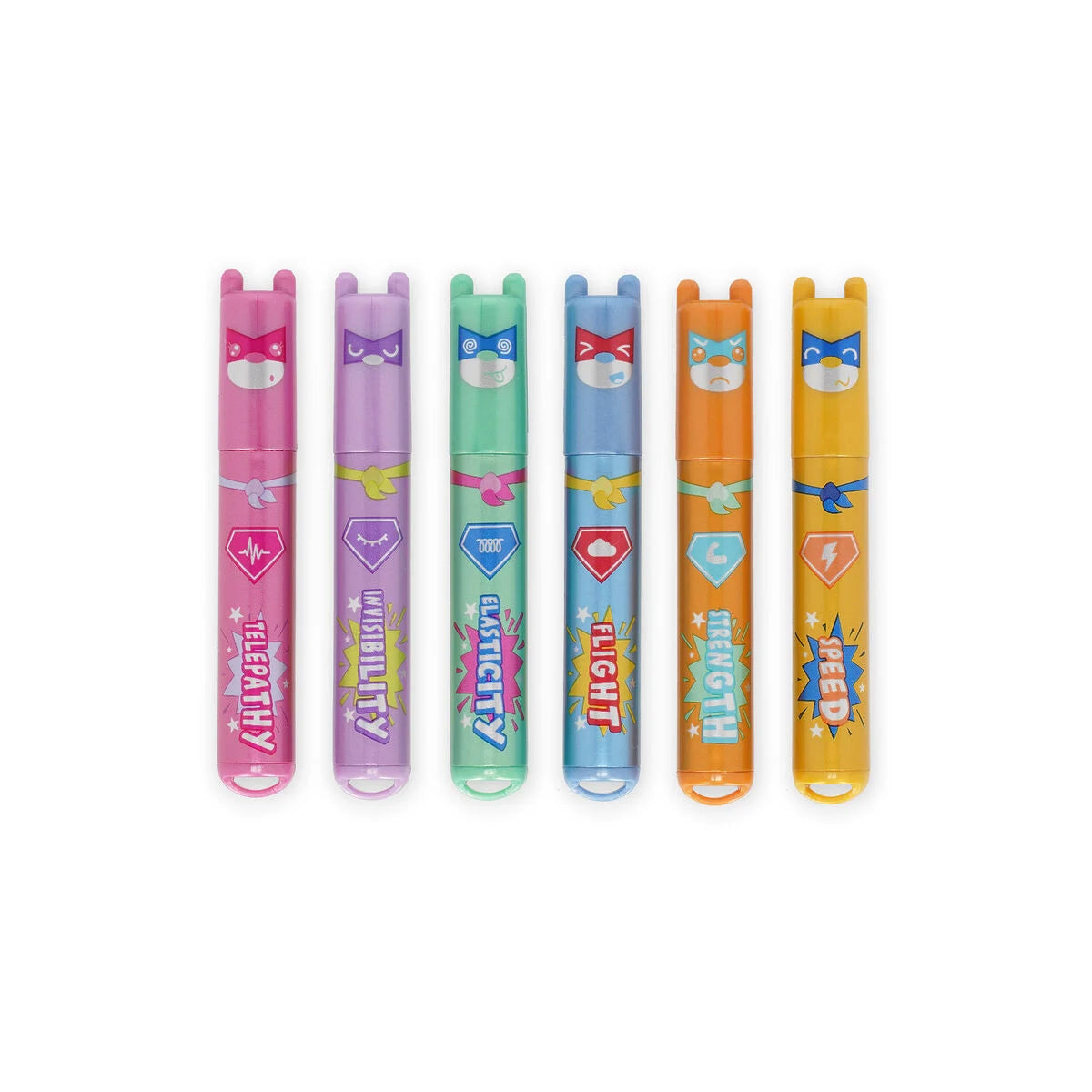Set van 6 mini-markeerstiften - Teddy's Superkracht